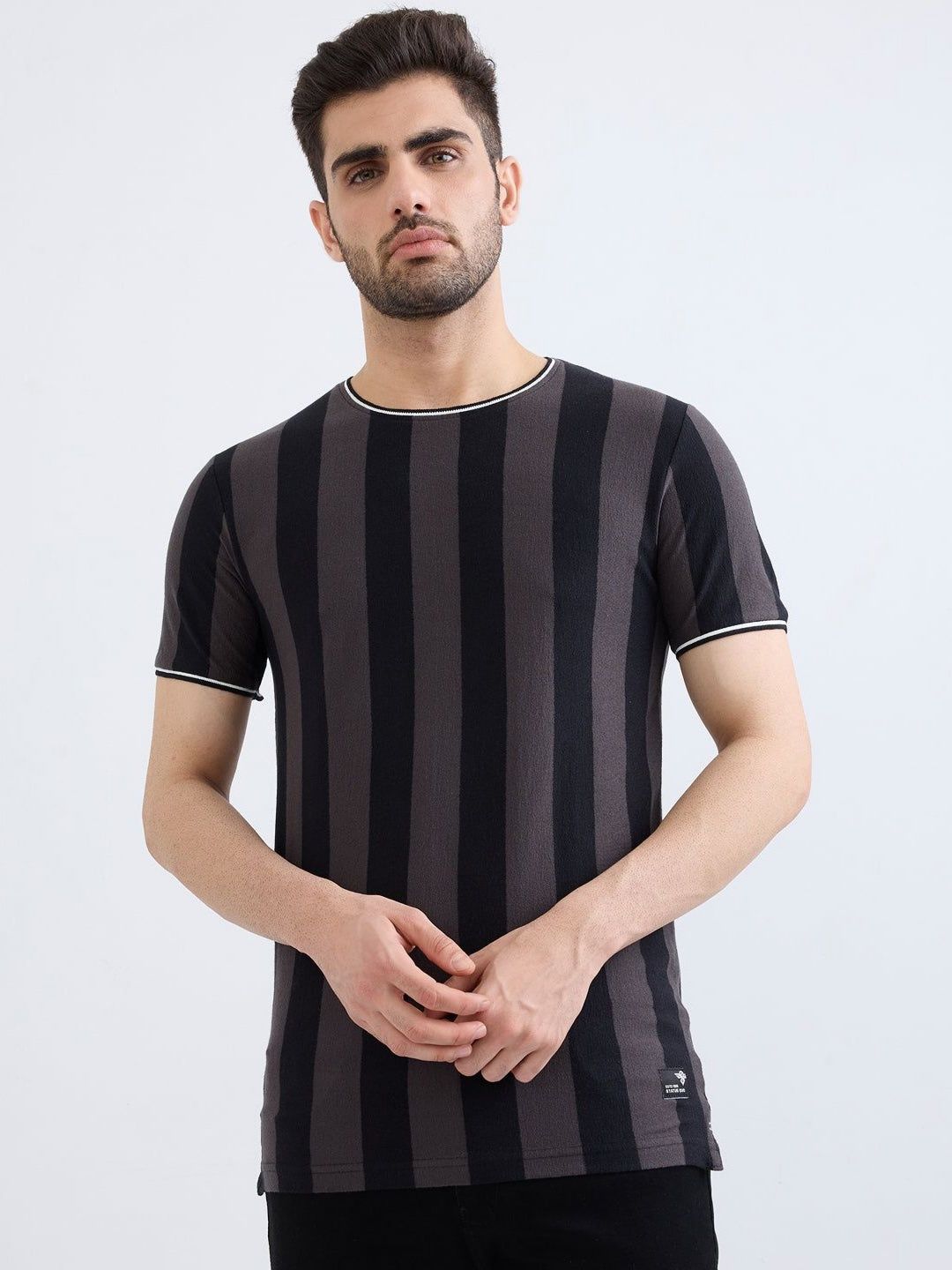 Status Quo Men Striped Pockets T-shirt-picture-20