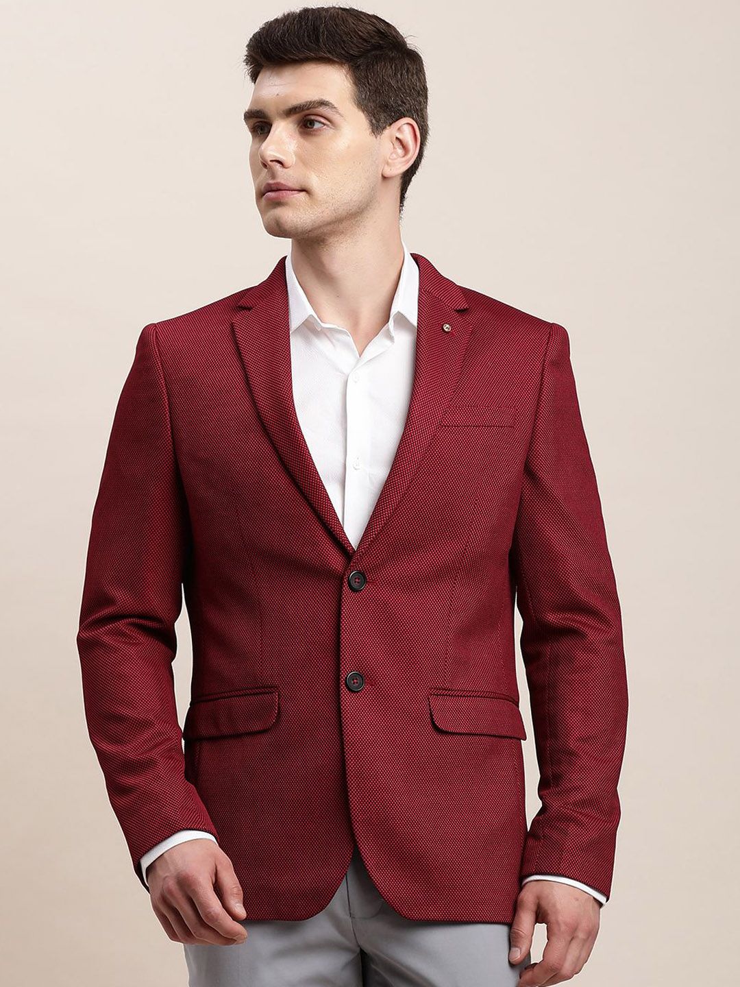 Turtle Self Design Single-Breasted Casual Blazer-image-5