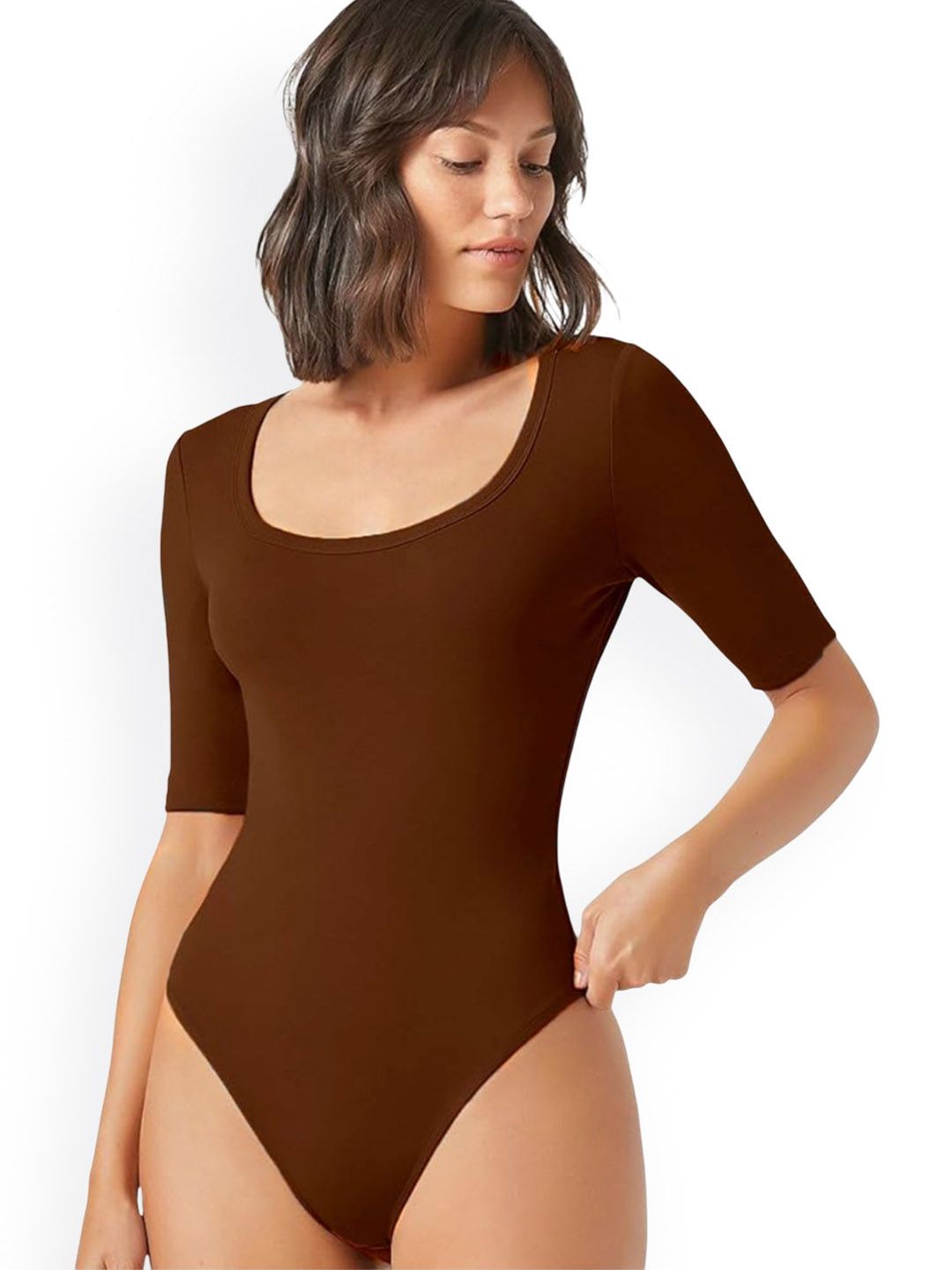 ZEROZABAR Round Neck Short Sleeves Bodysuit-picture-12
