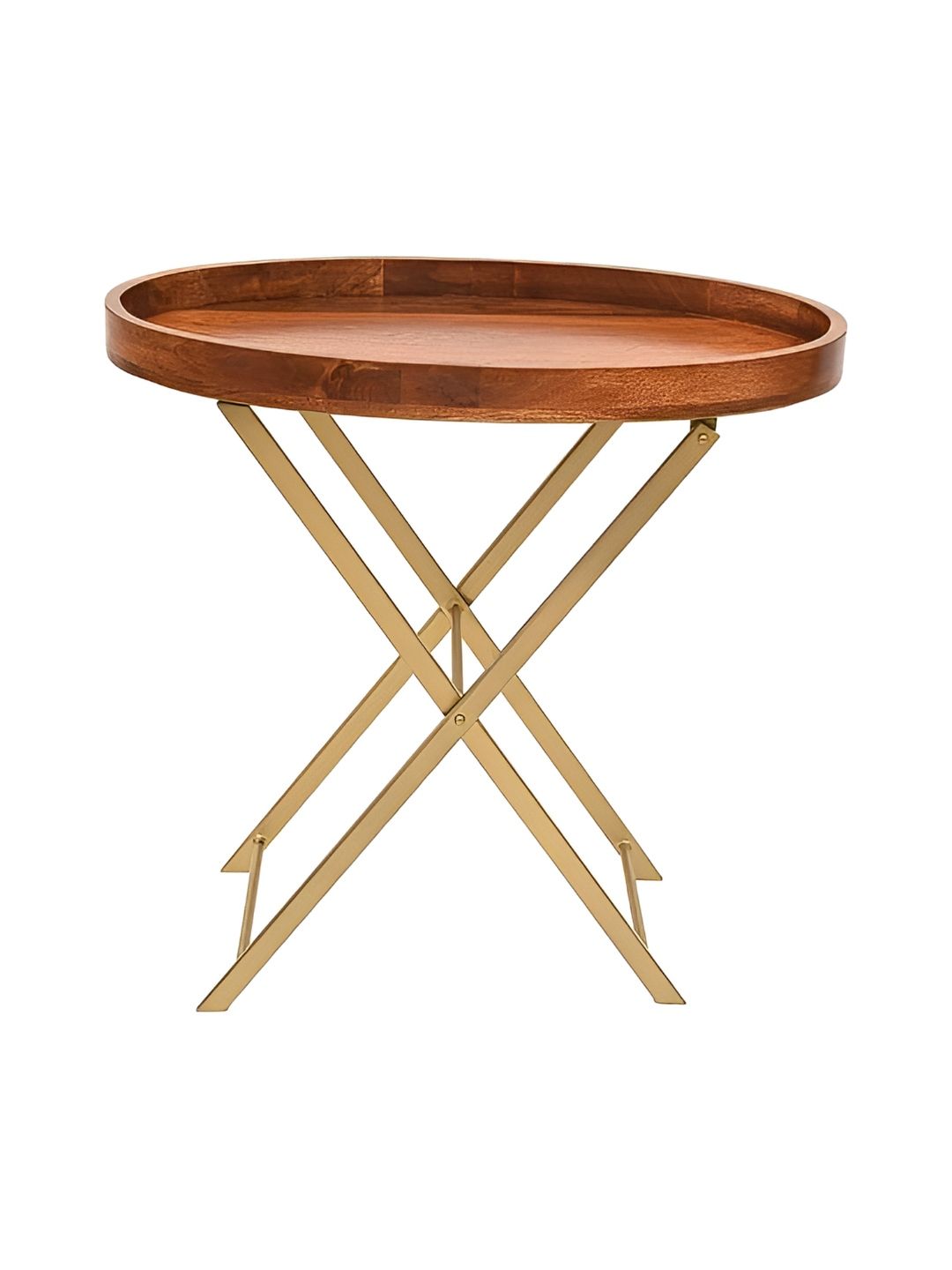Little Extra Brown & Yellow Wooden Oval Shaped CoffeeTable