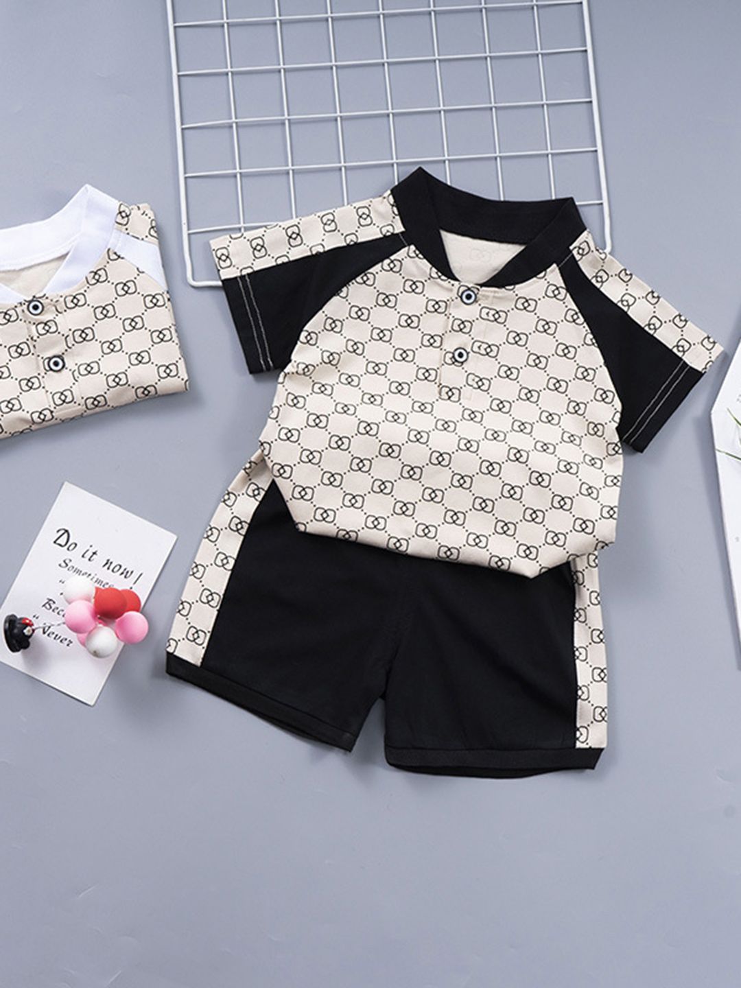 YK Boys Printed Mandarin Collar T-Shirt With Shorts-picture-43