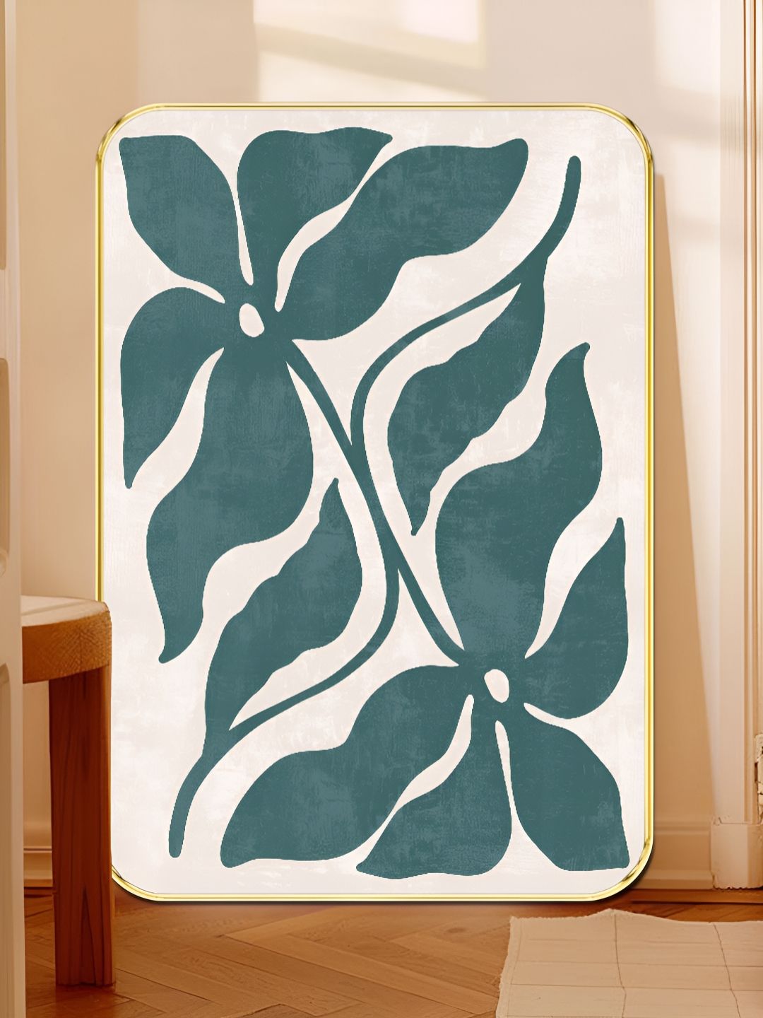 Myntra Elegant Homes Beige & Blue 1 Piece Wood Floral and Botanical Wall Paintings-picture-11