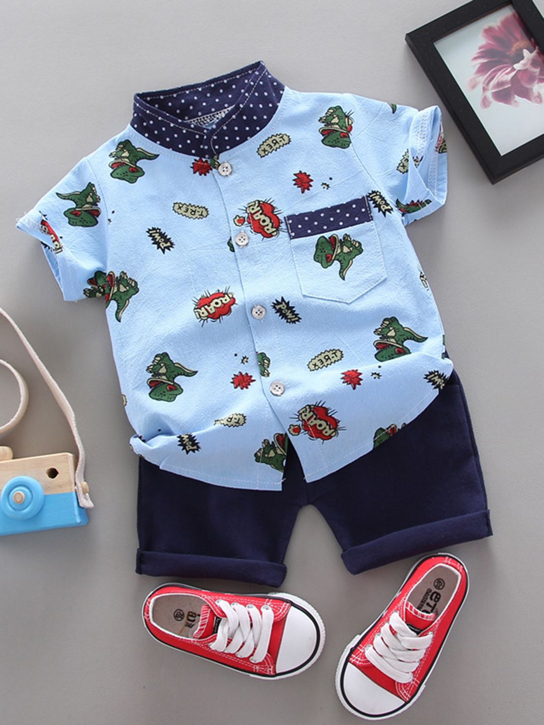 YK Boys Printed Shirt With Shorts Clothing Set-picture-21