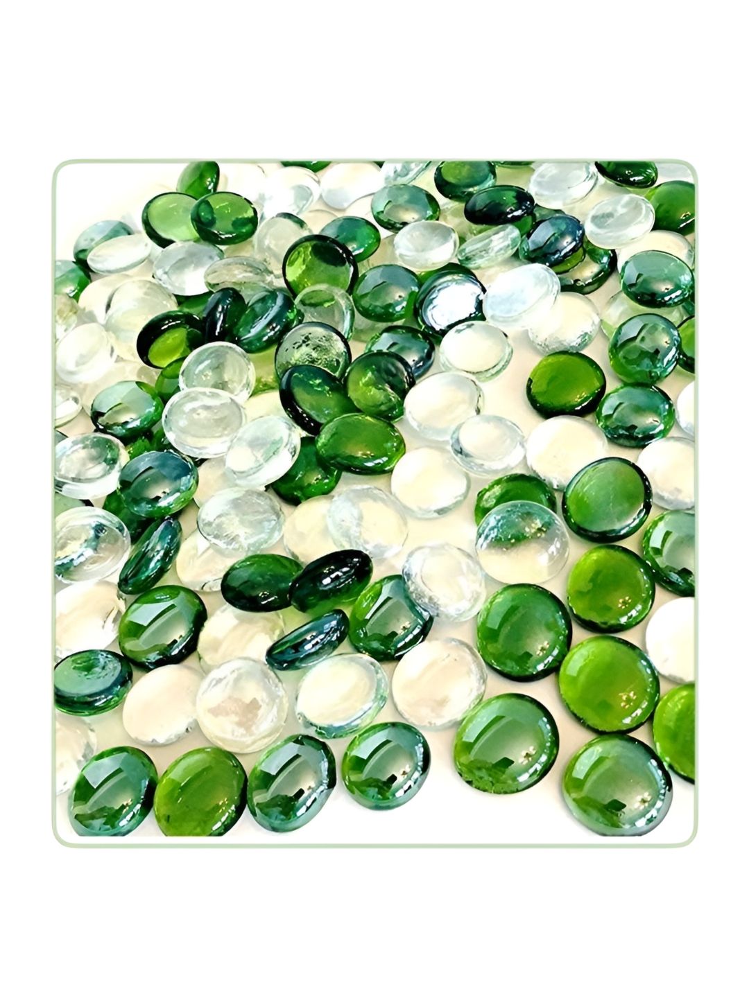 VANNEF Transparent & Green Glass Glossy Aquarium Pebbles-picture-34