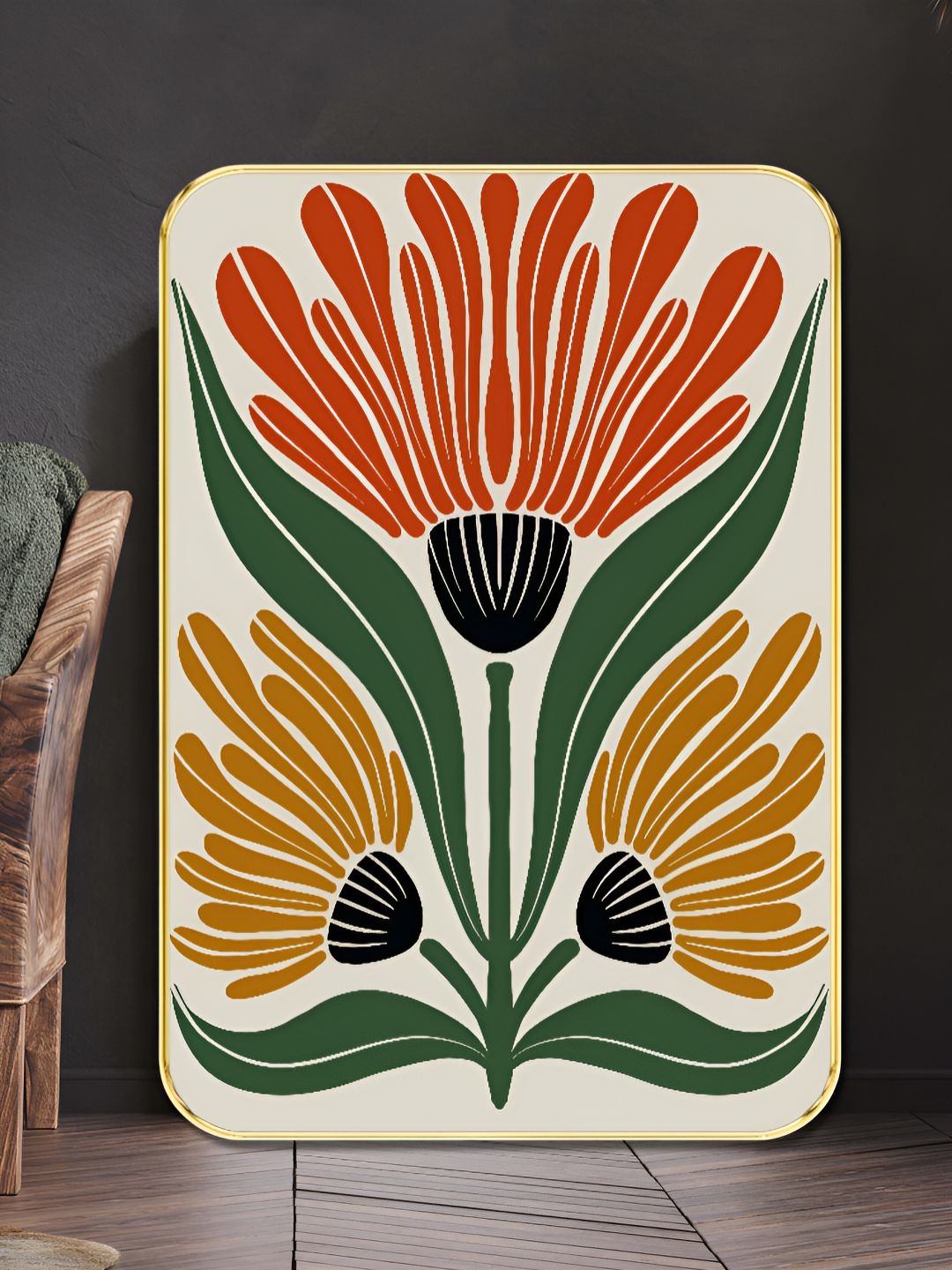 Myntra Elegant Homes White & Orange 1 Piece Wood Floral and Botanical Wall Paintings-picture-21