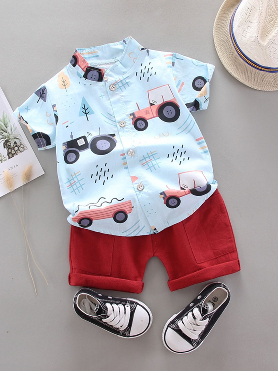 YK Boys Printed Shirt With Shorts Clothing Set-picture-28