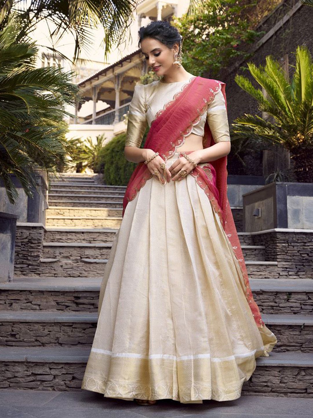 LOOKNBOOK ART Ready to Wear Lehenga & Unstitched Blouse With Dupatta