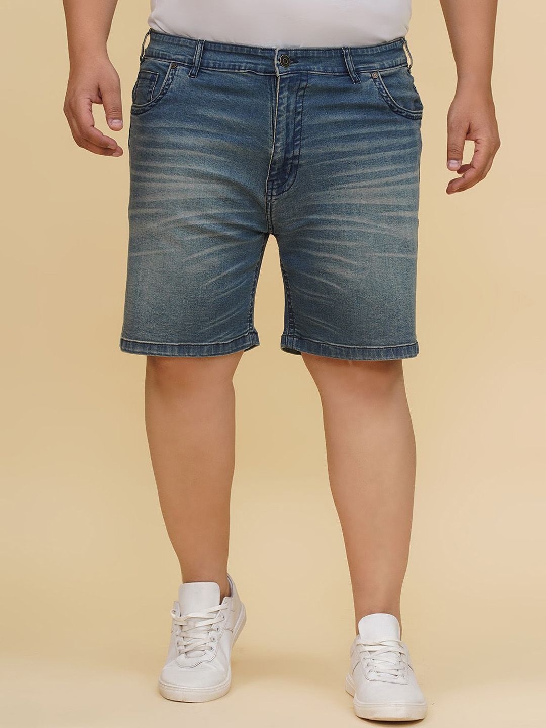 John Pride Plus Size Men Mid-Rise Stretchable Denim Shorts-picture-22