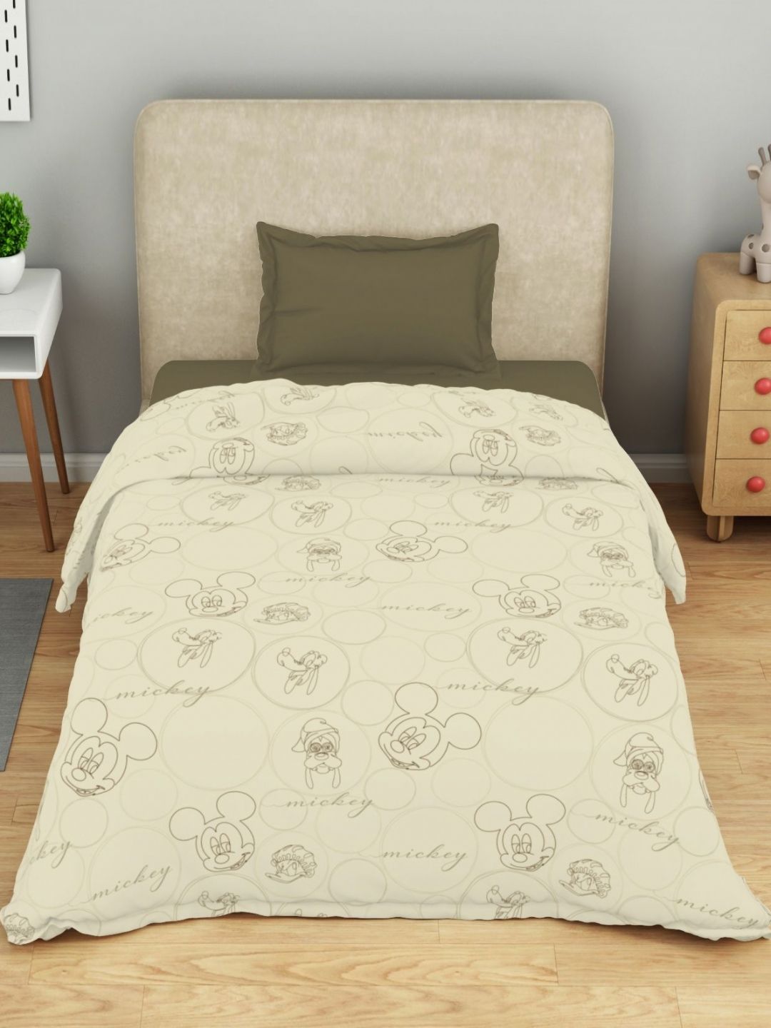 SPACES Beige & Grey Cartoon Characters AC Room Double Bed Comforter-image-35