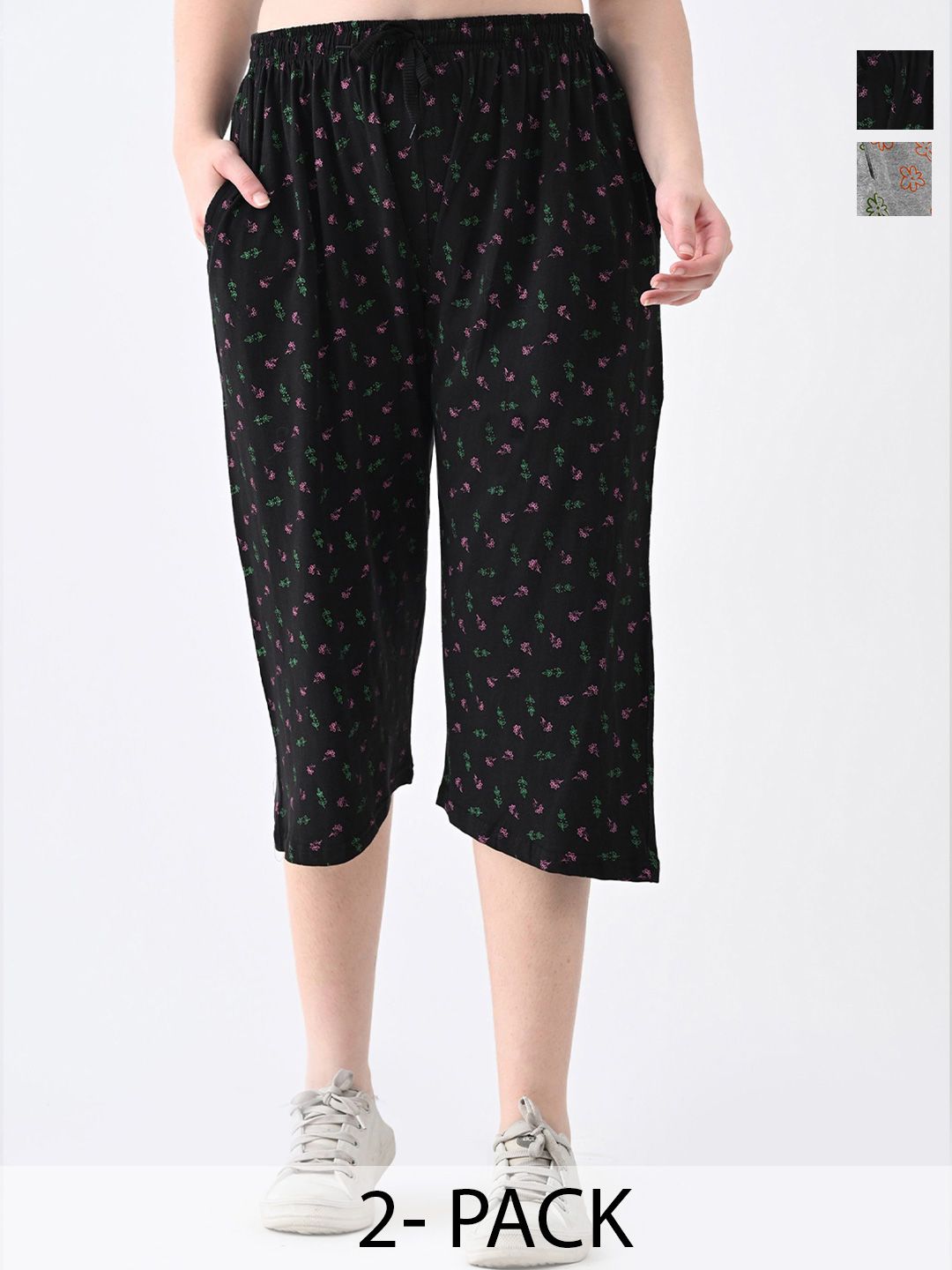 BAESD Women Pack Of 2 Printed Capris