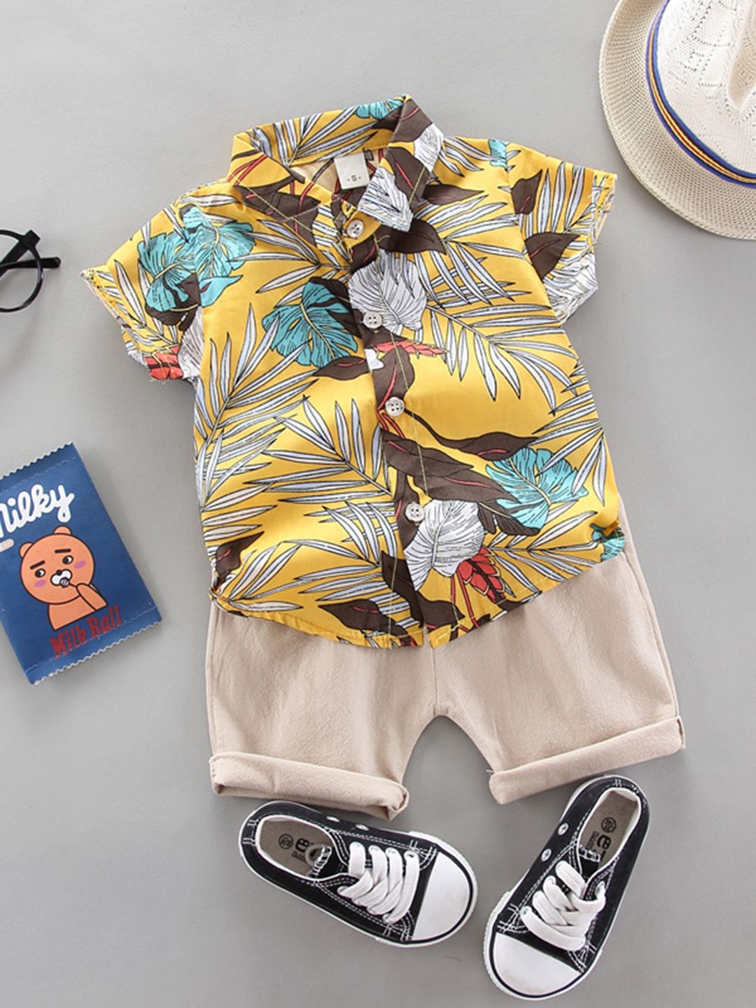 YK Boys Printed Shirt With Shorts Clothing Set-picture-11