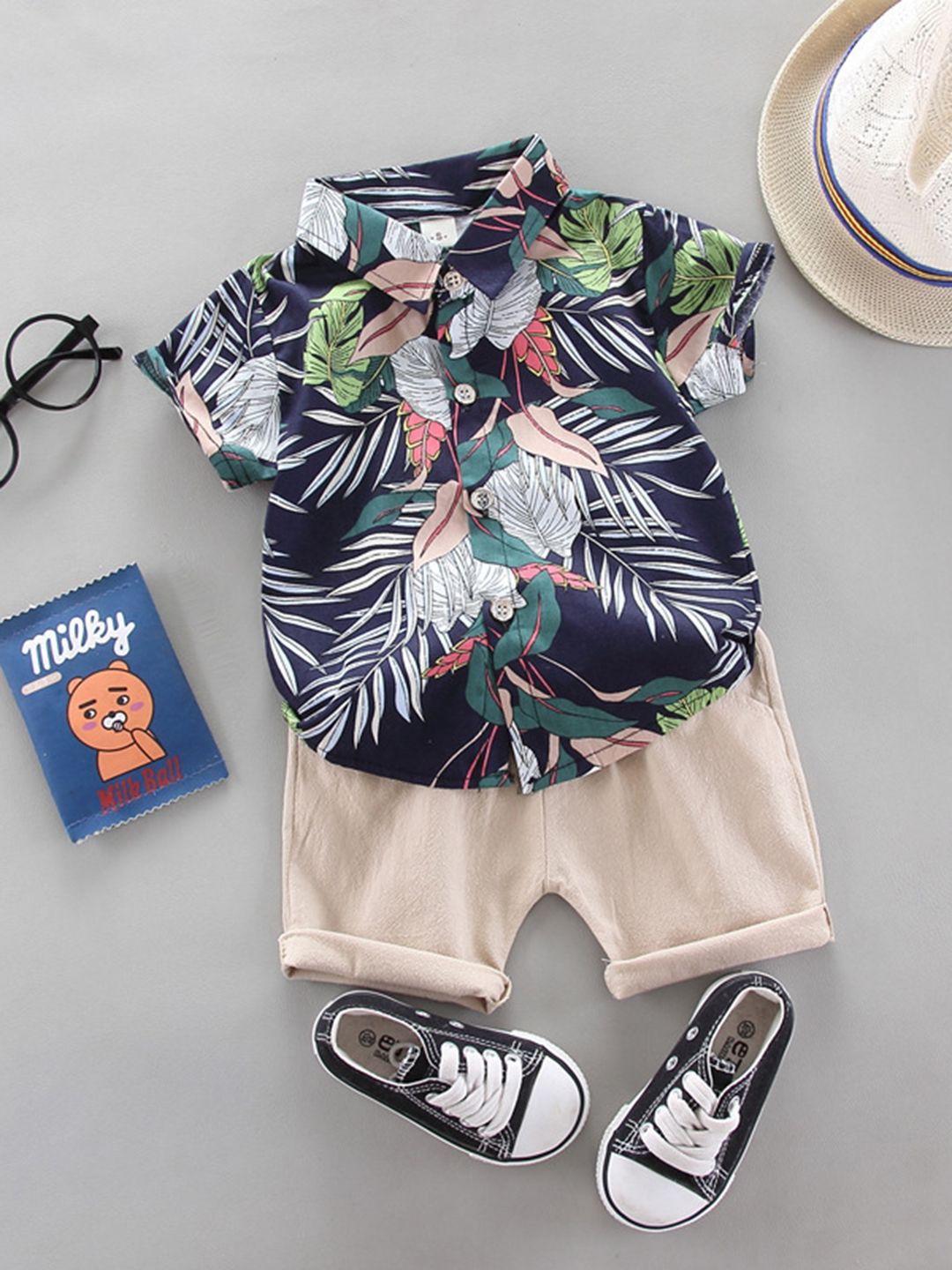 YK Boys Printed Shirt With Shorts Clothing Set-picture-15