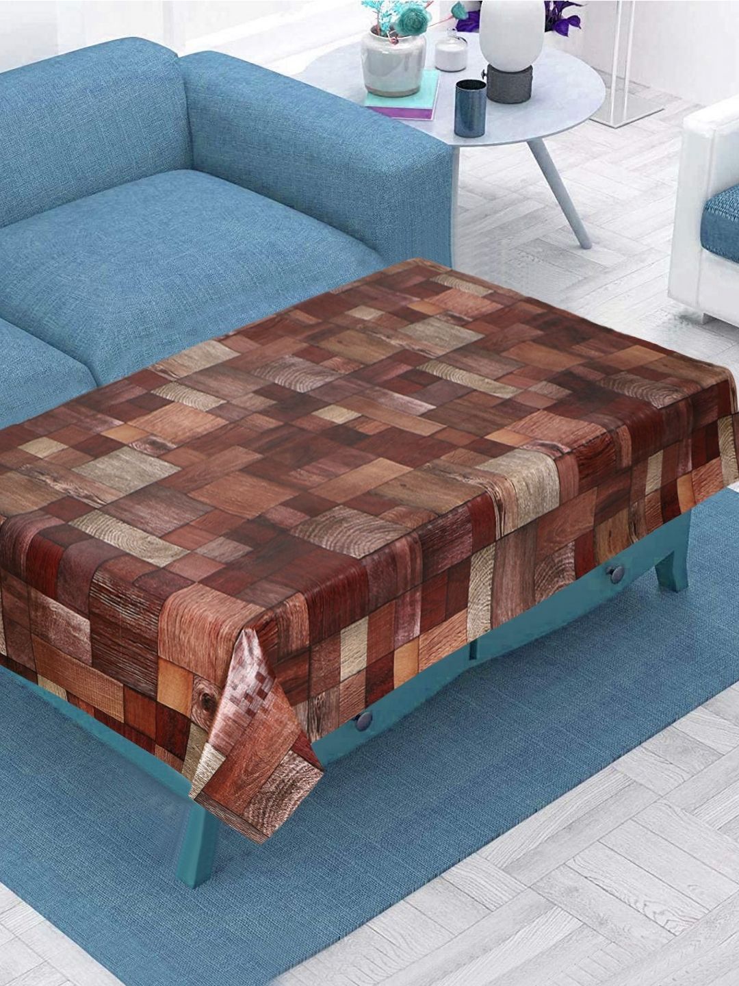 LooMantha Maroon 4-Seater Geometric Printed Waterproof Table Cover-picture-13