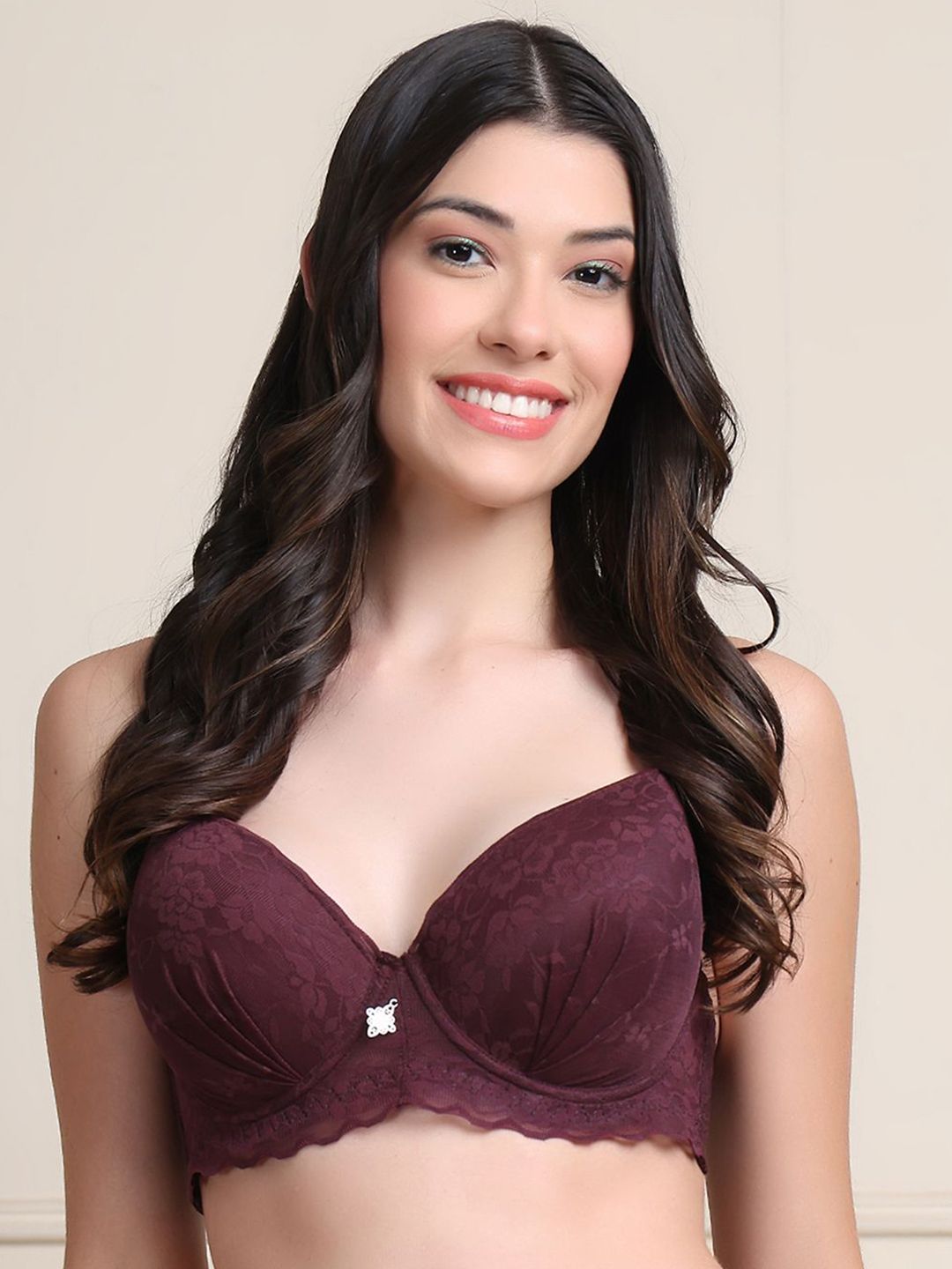 PrettyCat Floral Lace Full Coverage Underwired Lightly Padded T-Shirt Bra-image-20