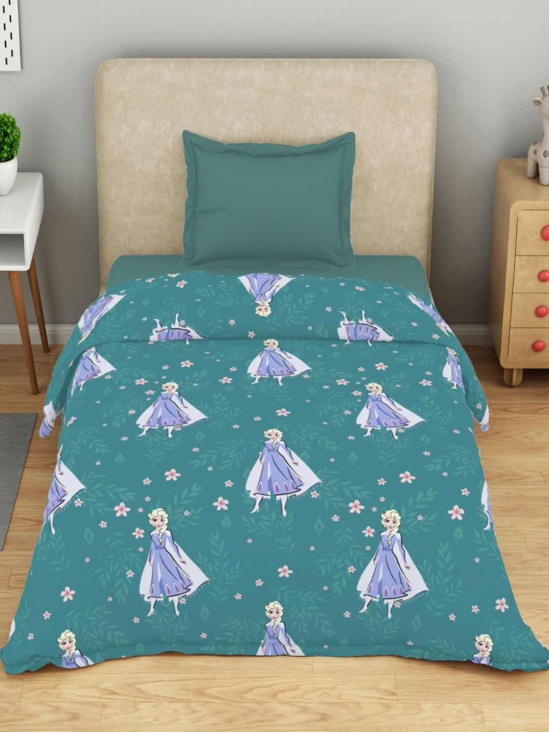 SPACES Kids Teal & White Cartoon Printed Pure Cotton AC Room Double Bed Comforter-picture-39