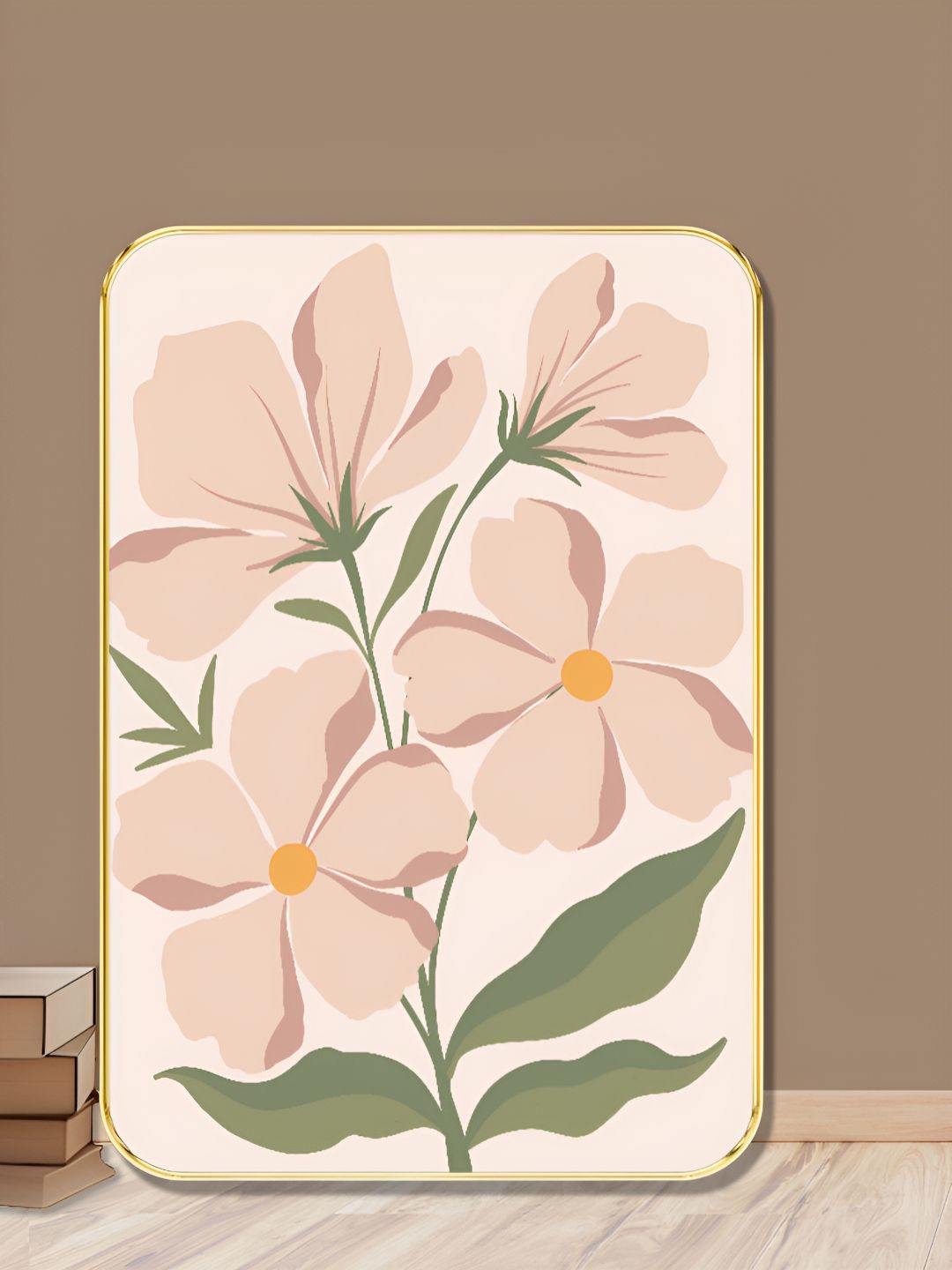 Myntra Elegant Homes Beige & Orange Floral Wooden Wall Art-picture-12