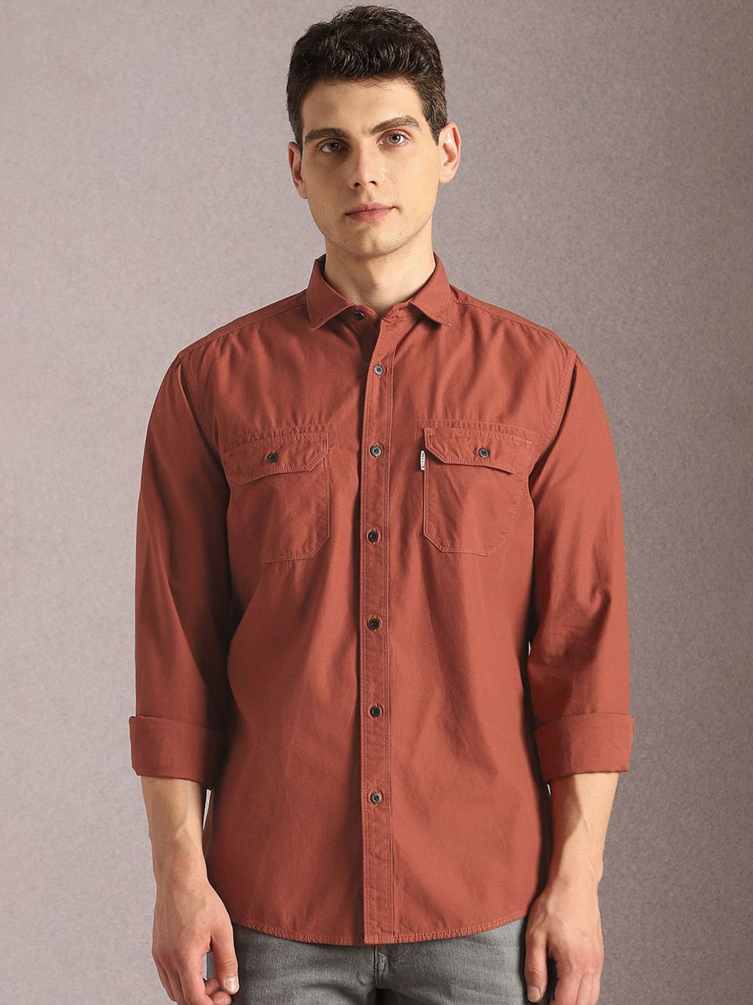 Louis Philippe Jeans Slim Fit Spread Collar Cotton Shirt-picture-24