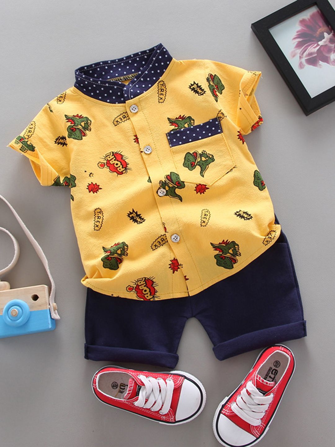 YK Boys Printed Shirt With Shorts Clothing Set-picture-12