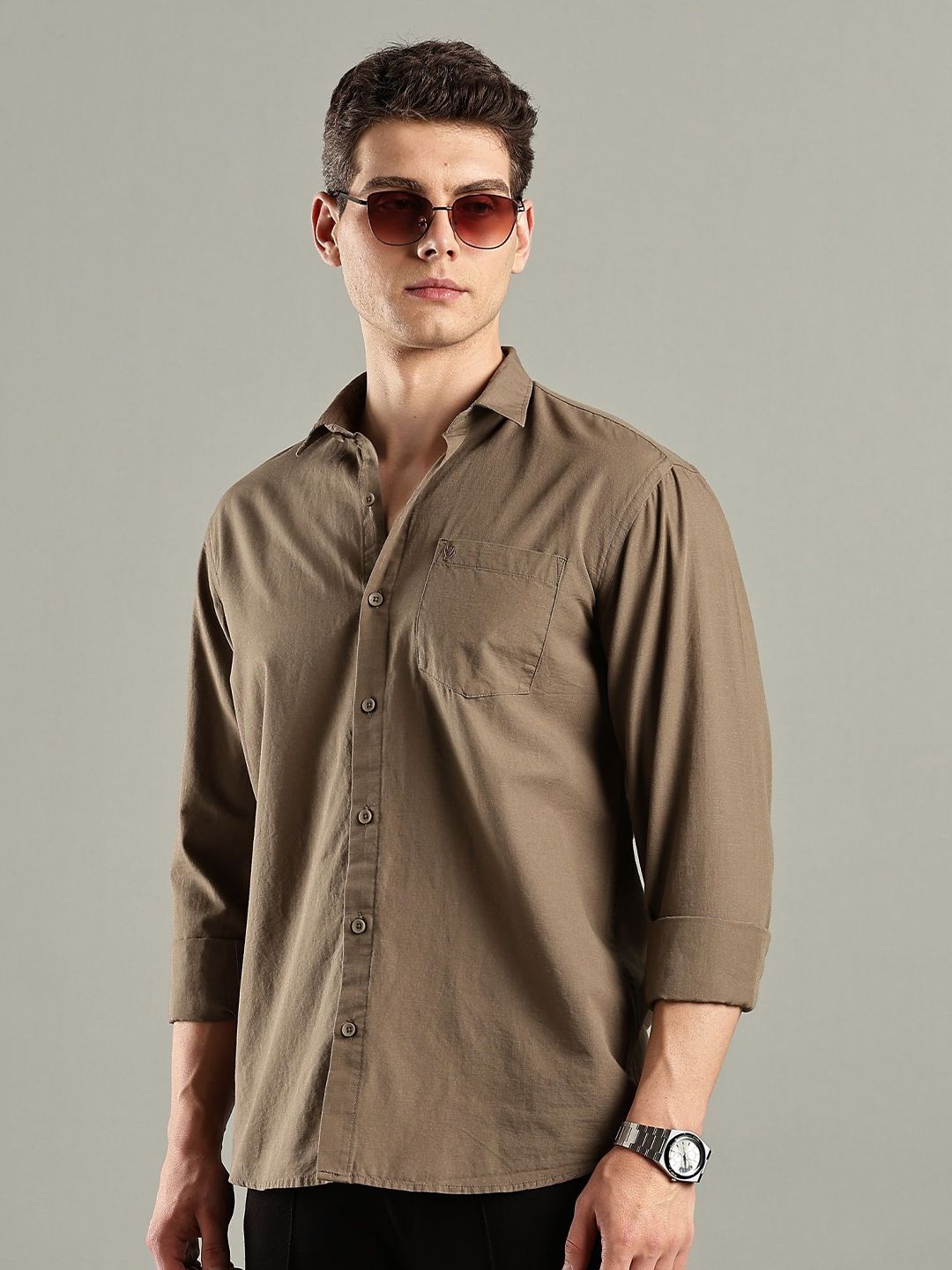 BS BLUE SQUAD India Slim Fit Spread Collar Opaque Cotton Linen Casual Shirt-picture-18