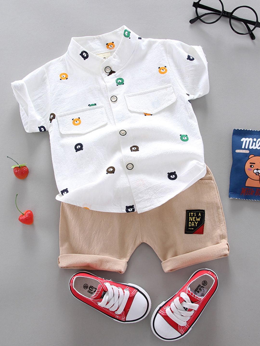 YK Boys Printed Shirt With Shorts Clothing Set-picture-14