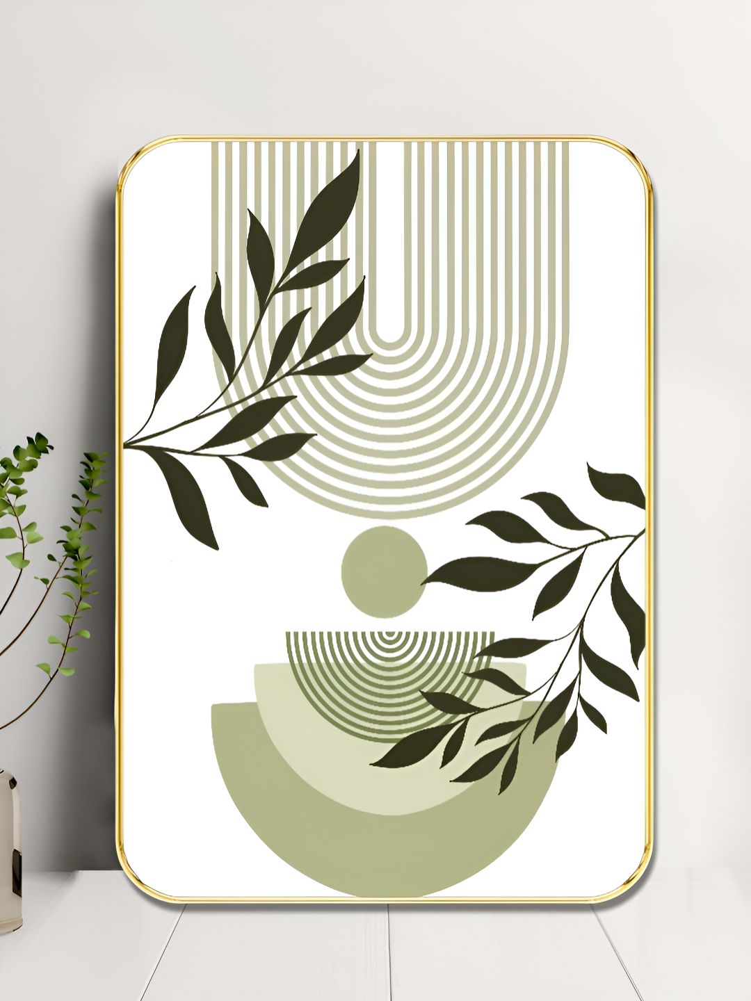 Myntra Elegant Homes White & Green Floral & Botanical Printed Wooden Wall Art-picture-40