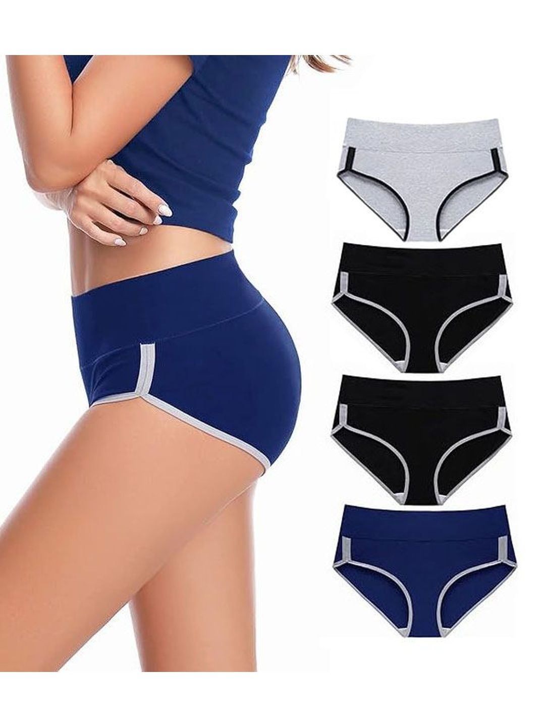Diving Deep Pack Of 4 High-Rise Knitted Stretchable Breathable Hipster Briefs-image-28