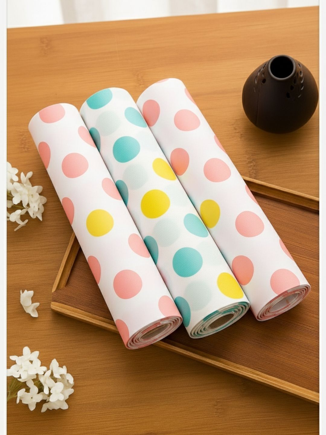 TASKHOUSE 3-Pcs Blue & Pink Polka Dot Printed Drawer Organiser-image-38