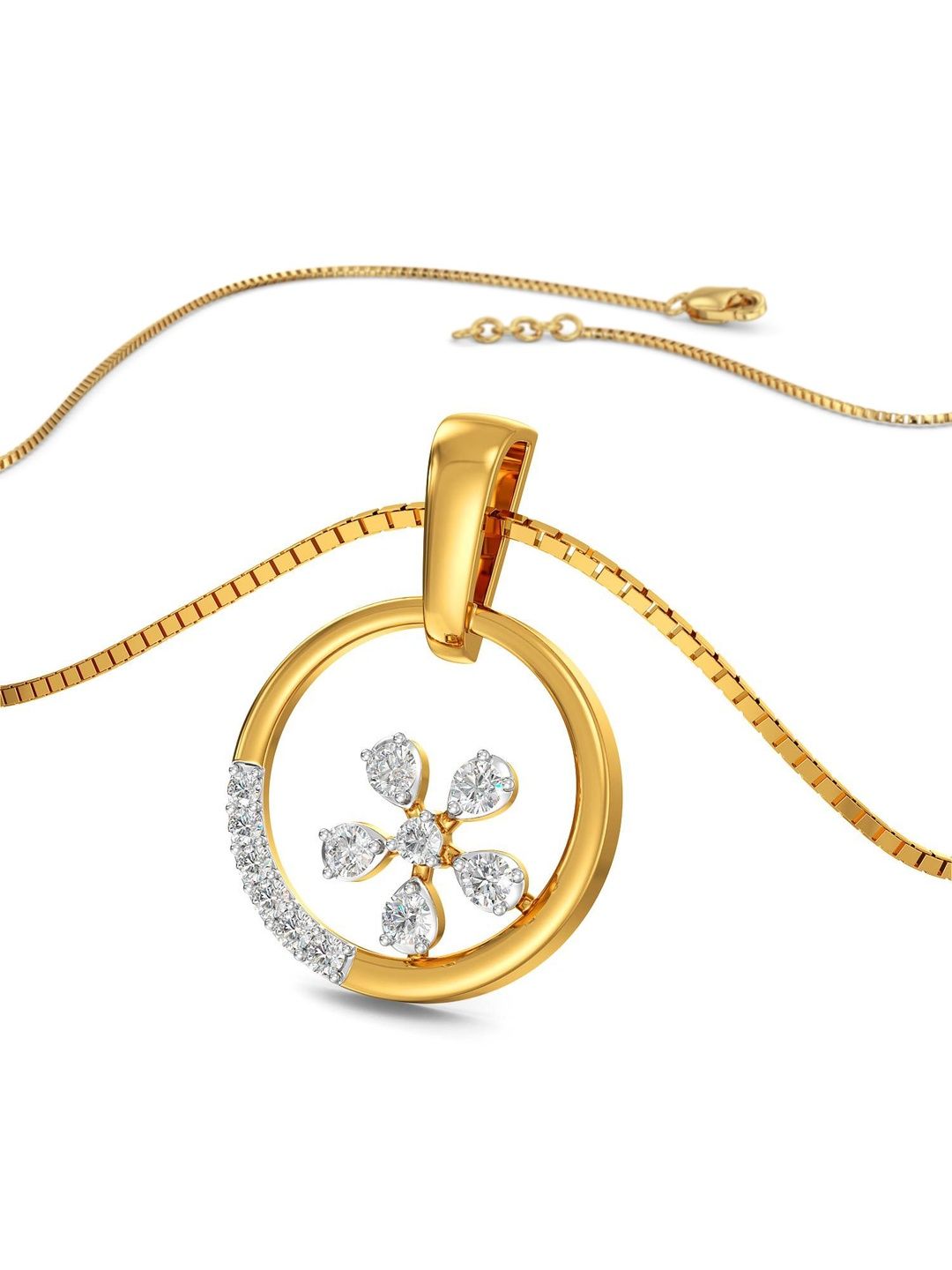 Joyalukkas 18KT Gold Diamond Studded Pendant - 2.81 g-picture-12