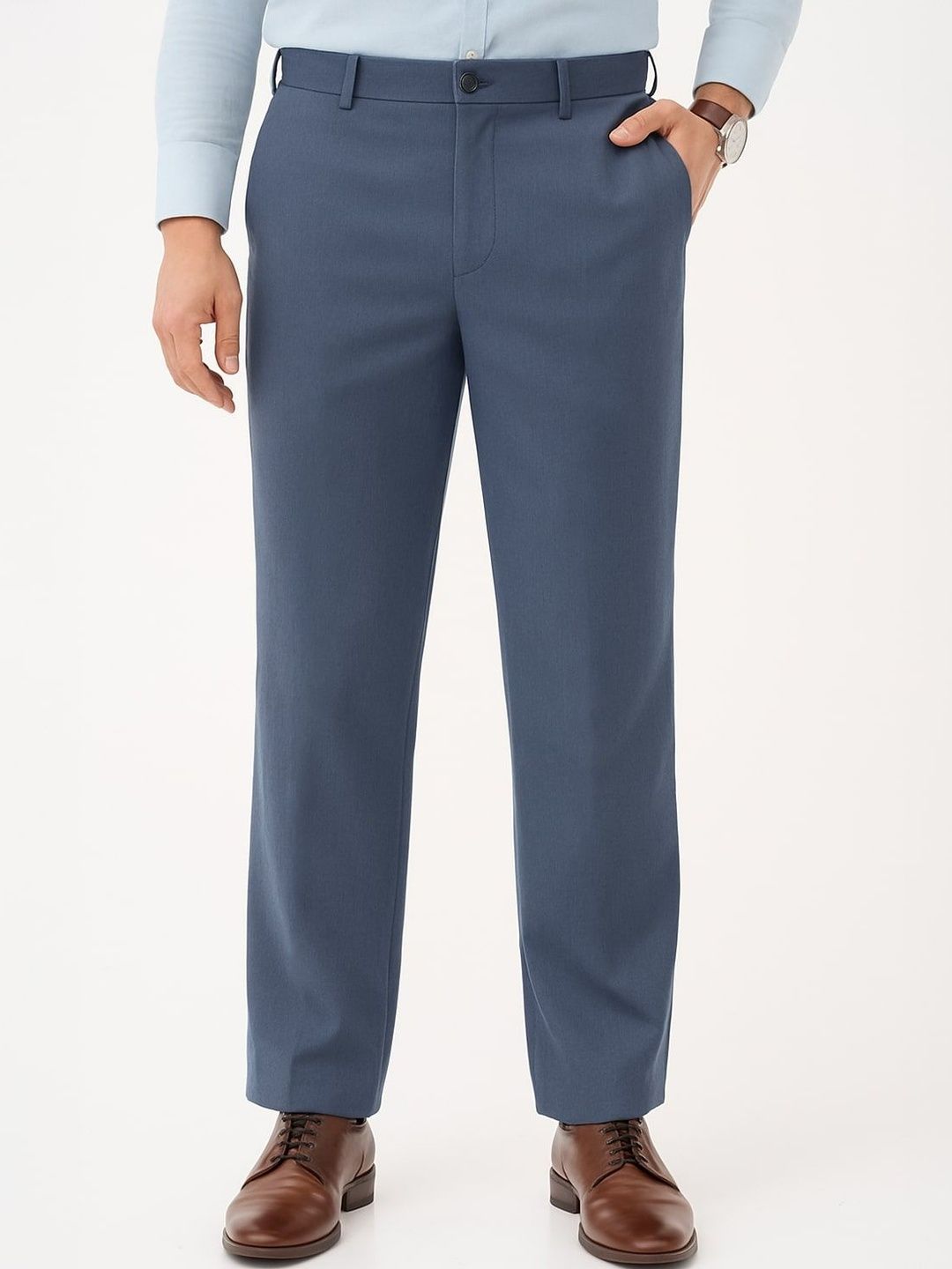 The Pant Project Men Textured Non Iron Trousers-picture-47