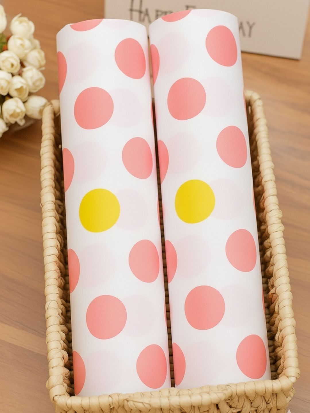 TASKHOUSE 2-Pcs White & Pink Polka Dot Printed Drawer Organiser-image-8