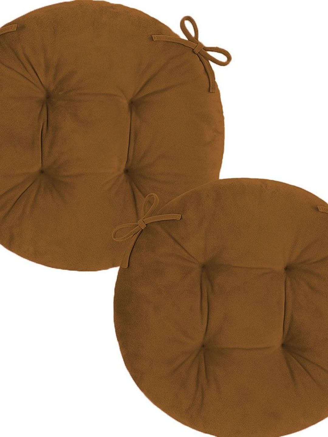daddy cool set of 2 velvet brown round ultra-thick long-lasting soft chair cushions