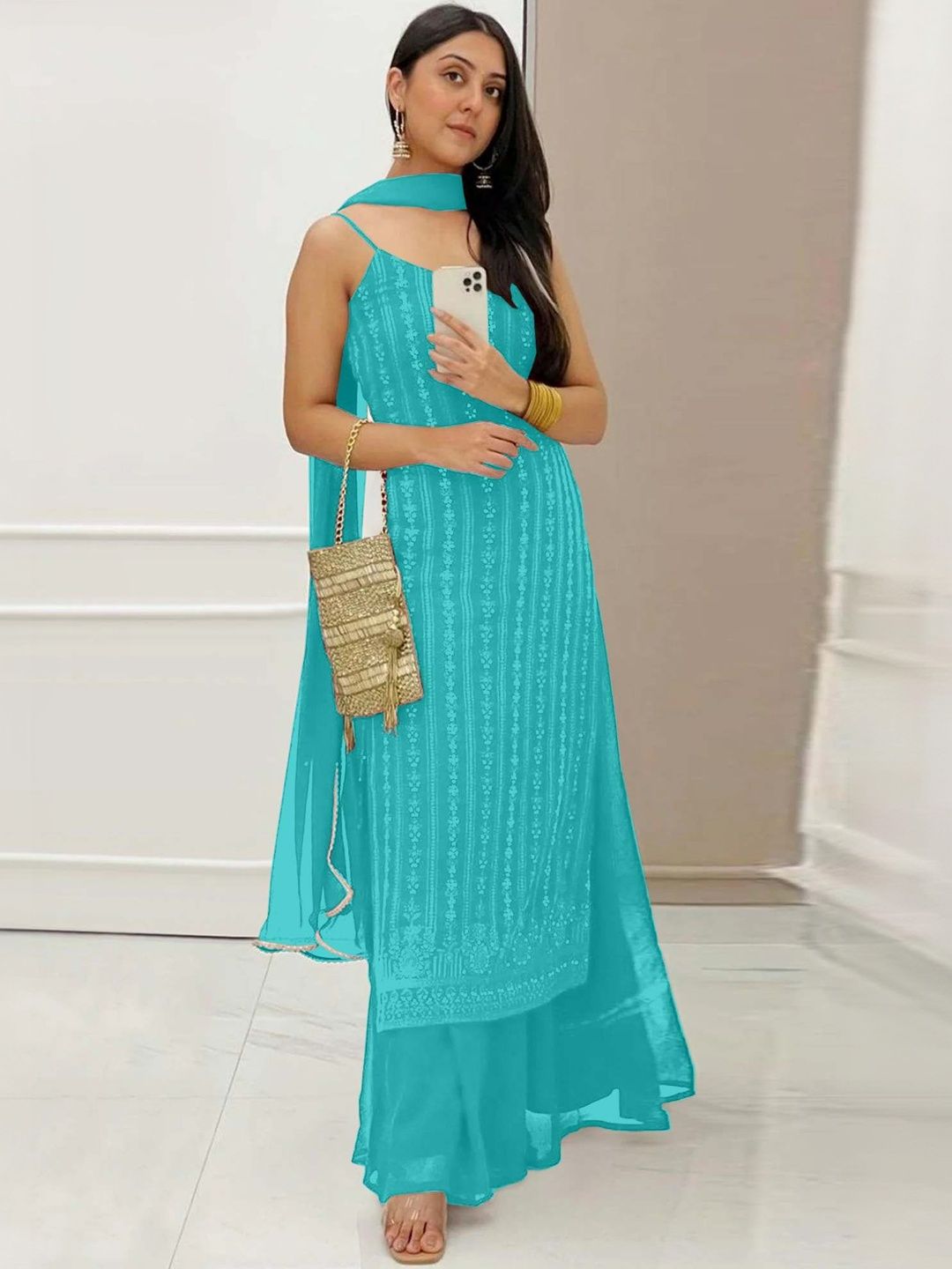 Altecia Women Ethnic Motifs Printed Regular Kurta with Palazzos & With Dupatta-picture-40