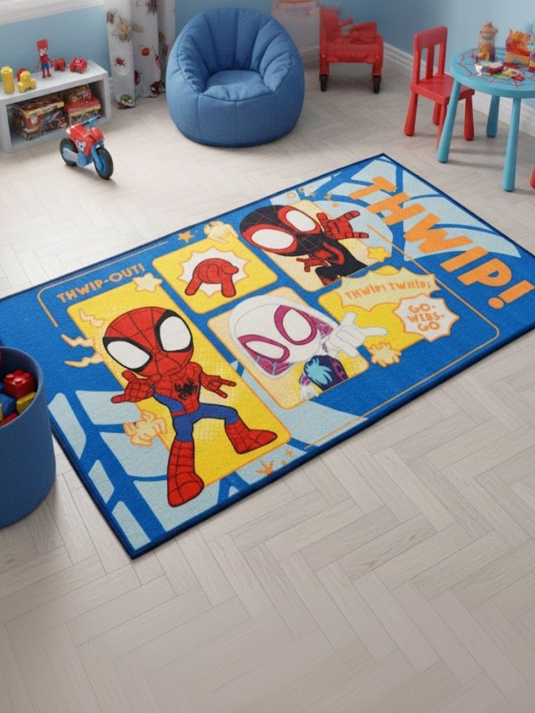 Athom Living Blue Cartoon Characters Anti-Skid Nylon Carpet-picture-54