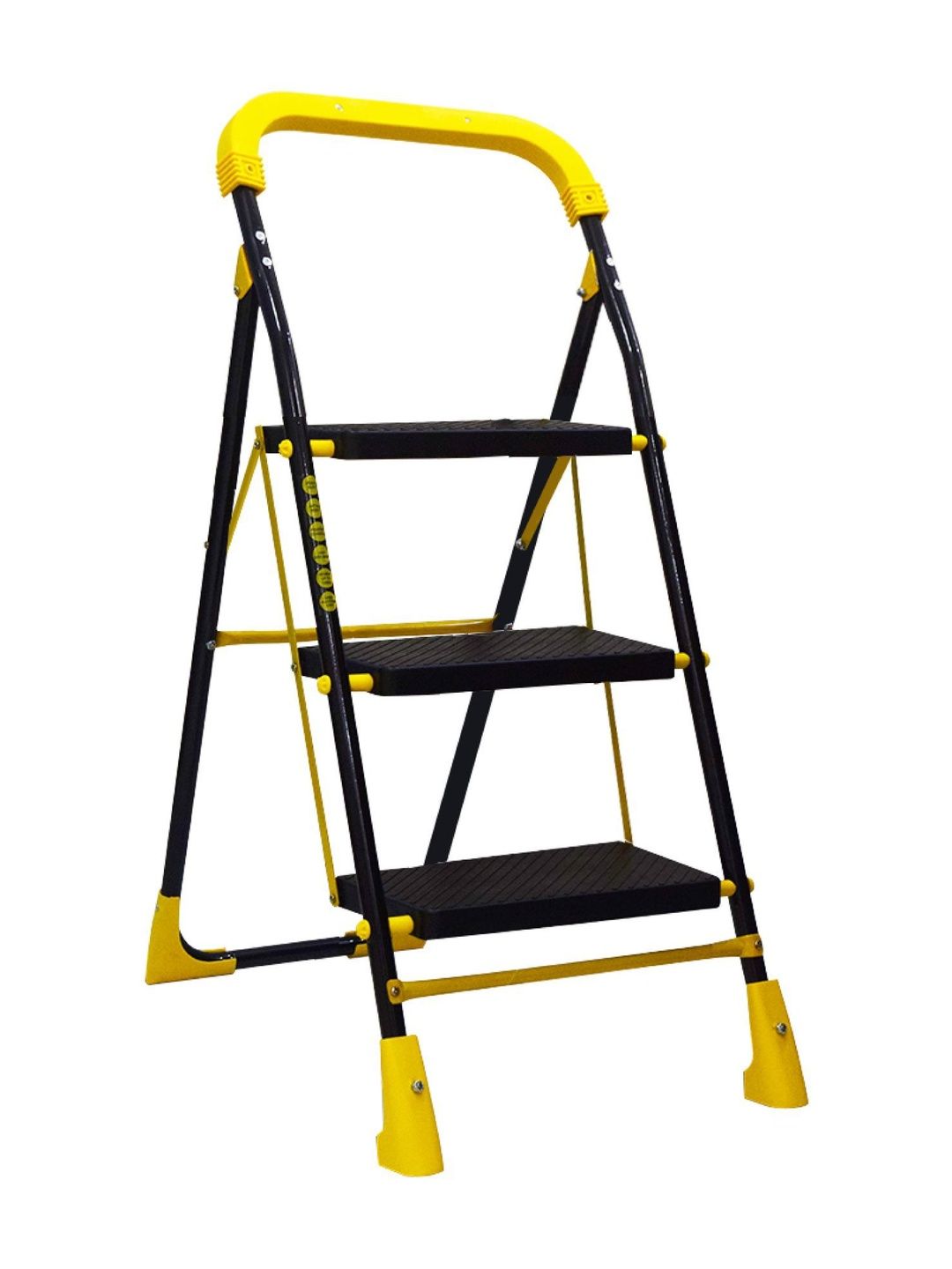 Homlix Yellow & Black Textured 3-Step Foldable Step Ladder