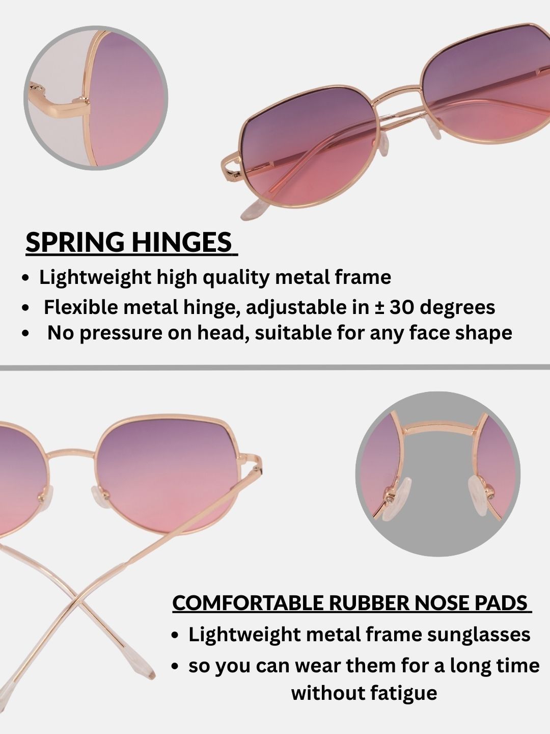 DukieKooky Unisex Kids Grey Lens & Gold-Toned Oversized Sunglasses with-picture-24