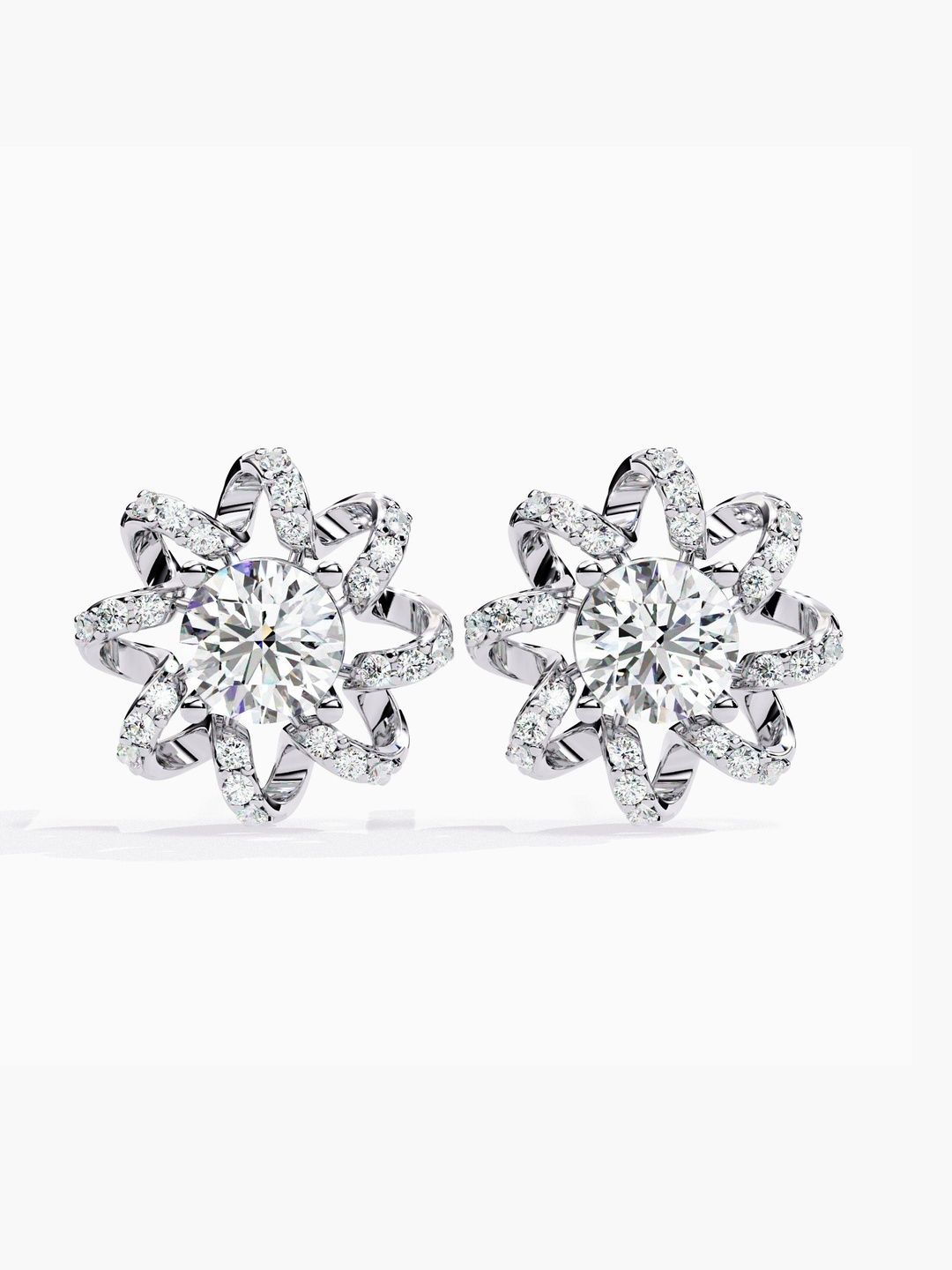 VALANOVA Hallmarked 14K White Gold Diamond Earrings -3.48 gm-image-2