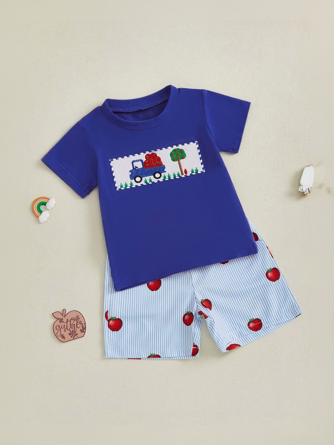 LULU & SKY Boys Graphic Printed T shirt With Shorts-picture-22