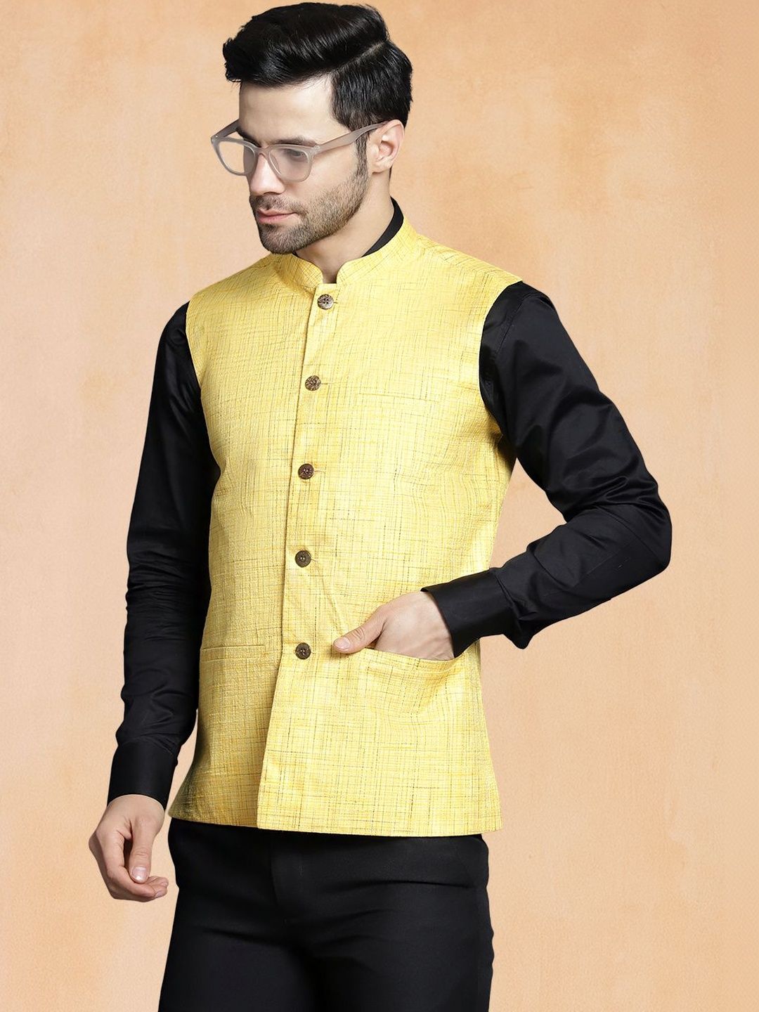 Jompers Woven Woven Design Nehru Jackets-picture-53