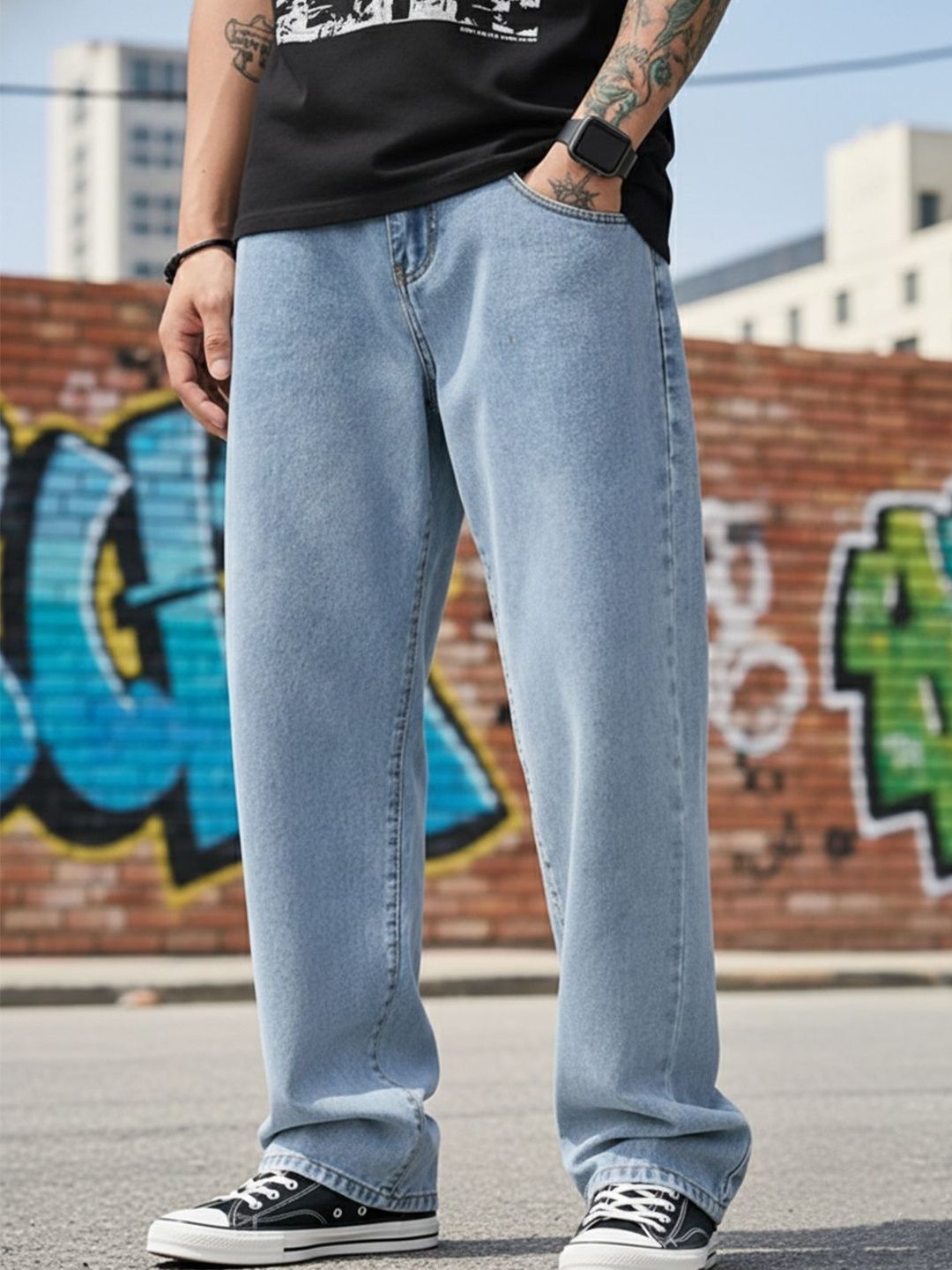 VYNTIQ Men Straight Fit Mid-Rise Light Fade Stretchable Jeans-picture-20