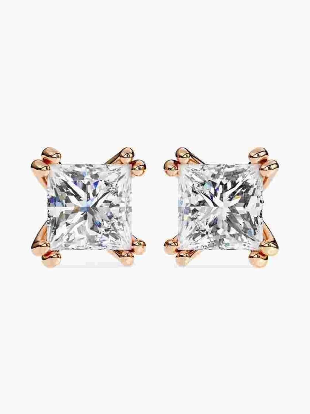 VALANOVA 925 Sterling Silver Plated Rose Gold Diamond Studded Earrings - 0.78 gm-image-45