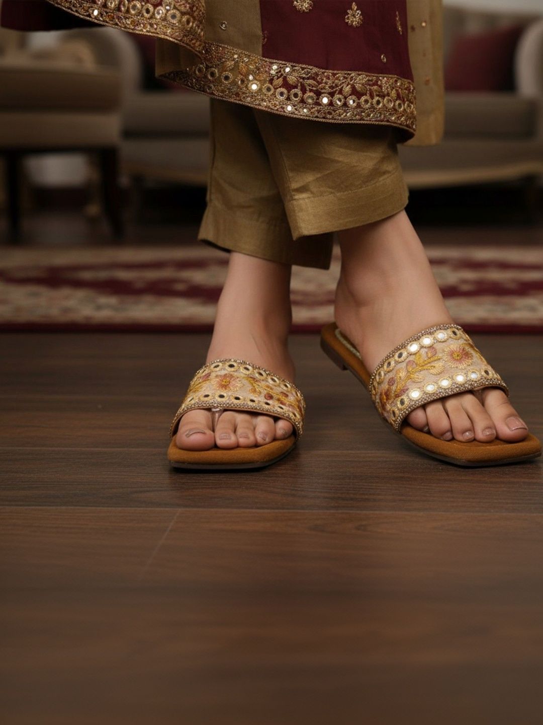 Anouk Women Embellished Party Open Toe Flats-picture-35