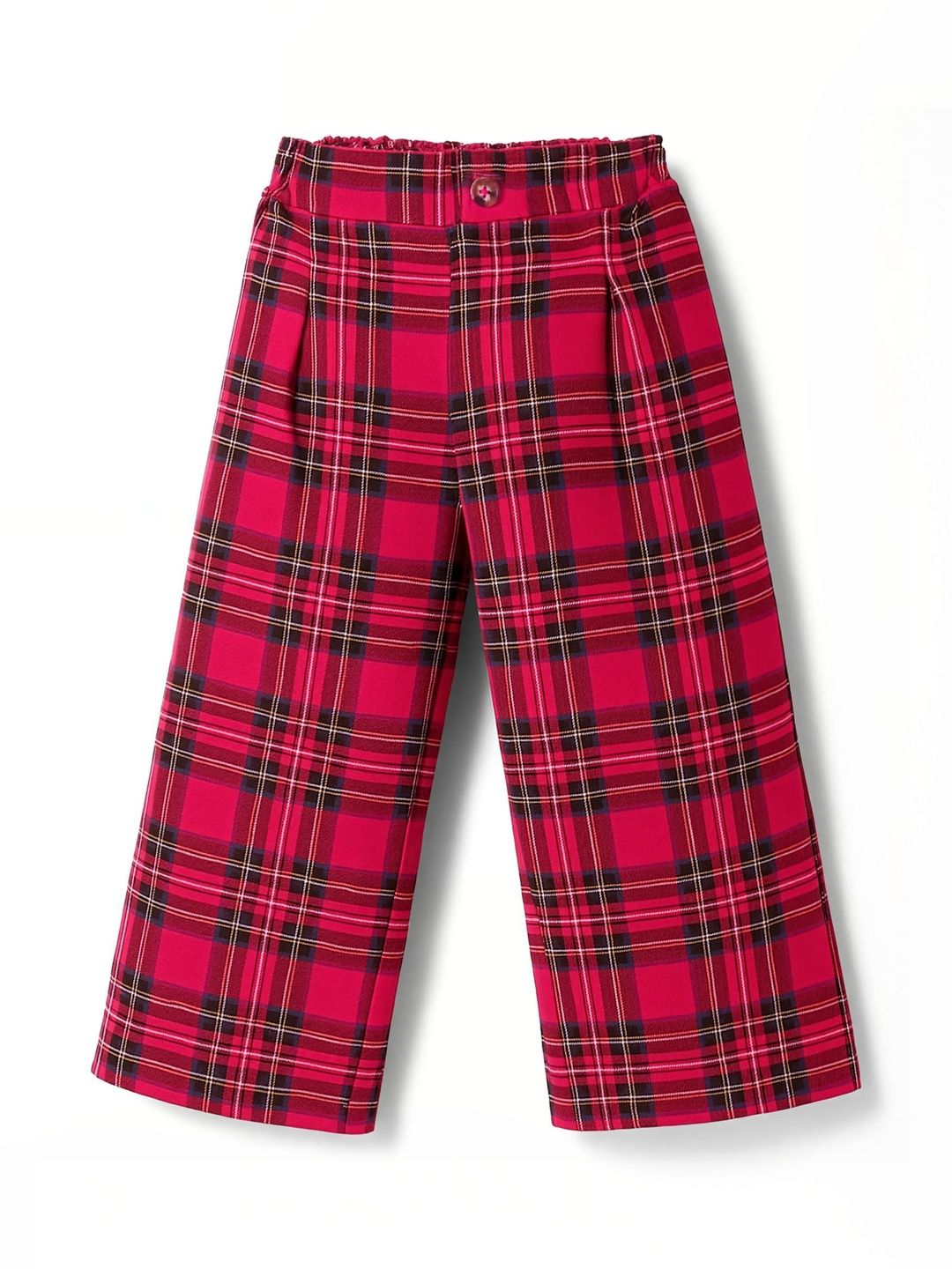 CrayonFlakes Girls Checked Mid-Rise Cotton Straight Lounge Pants-picture-23