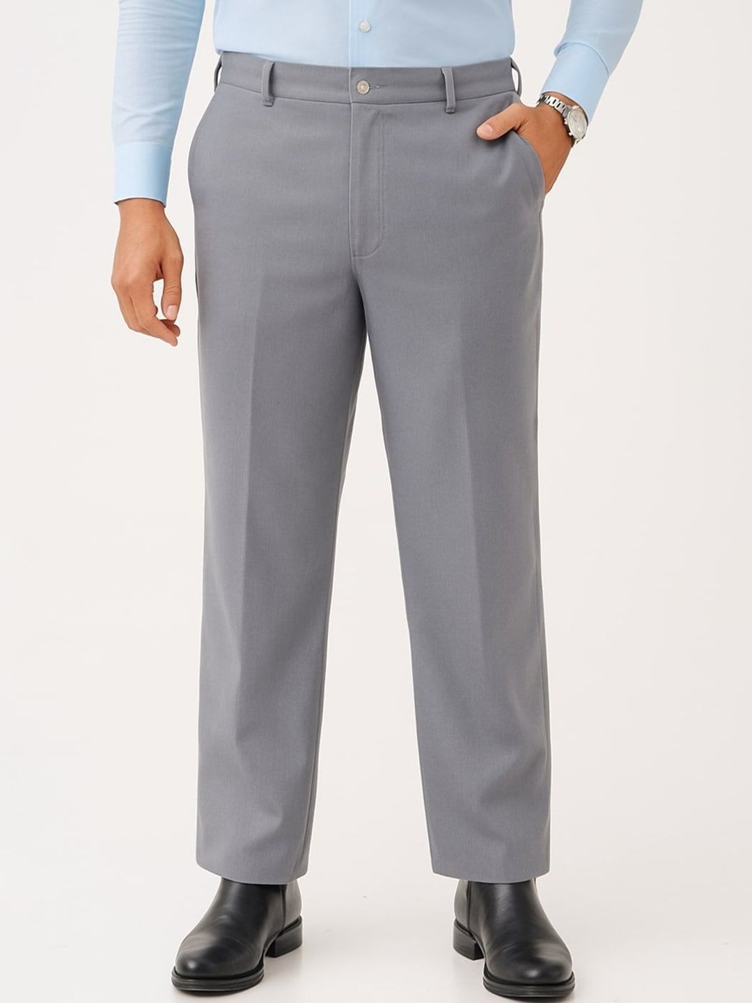 The Pant Project Men Textured Non Iron Trousers-picture-31