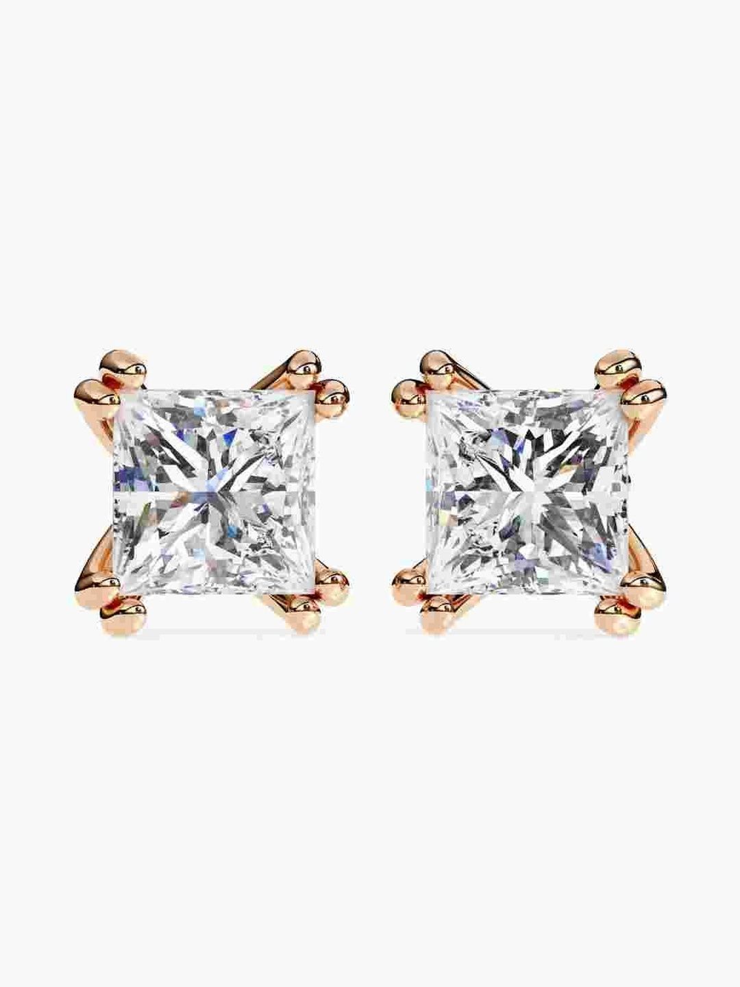 VALANOVA 925 Sterling Silver Plated Rose Gold Diamond Earrings 0.84 gm-image-47