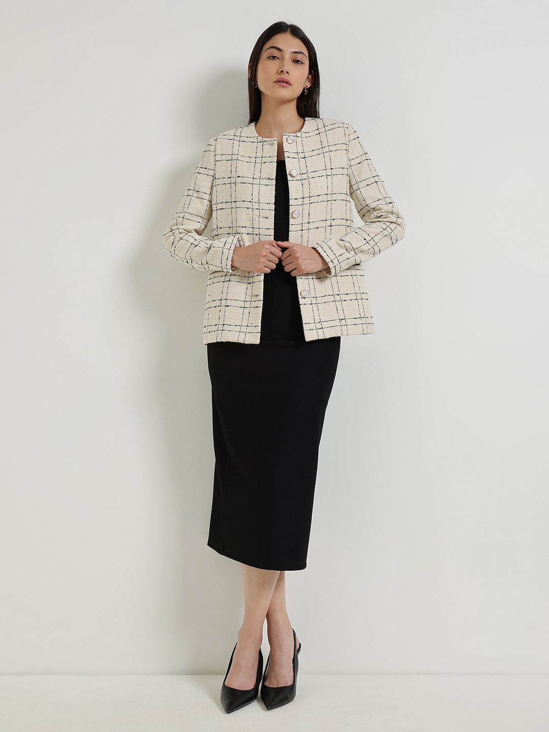 FableStreet Women Checked Tailored Jacket-picture-30