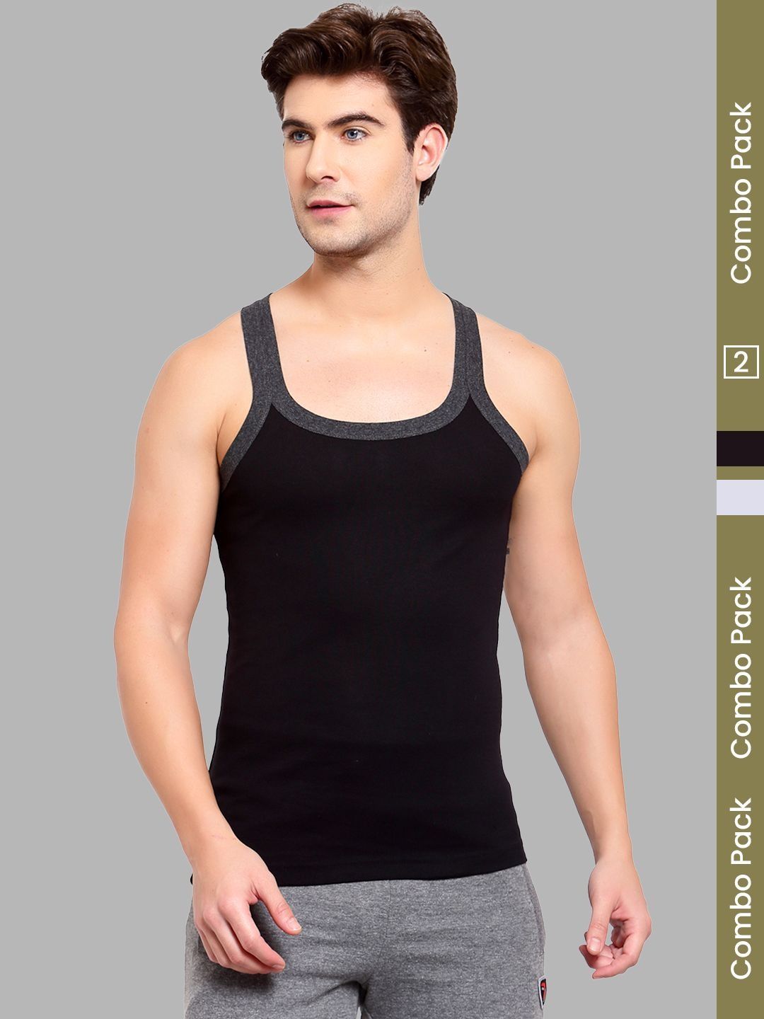 MACHO Pack Of 2 Combed Cotton Assorted Gym Innerwear Vests-image-35