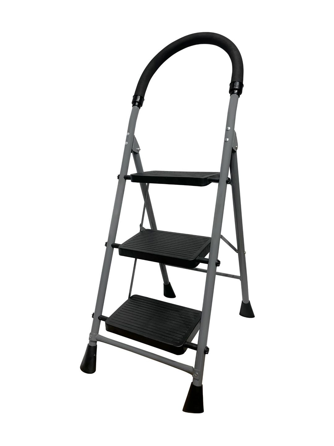 Homlix Grey & Black Textured 3-Step Foldable Step Ladder