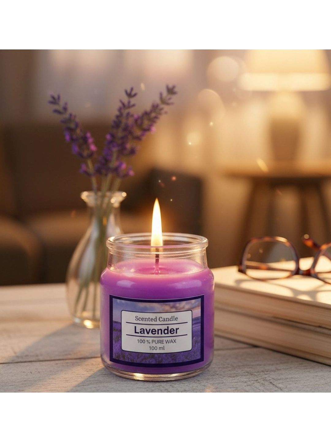 Garden Deco Lavender Bliss Purple Jar Scented Candle-picture-15