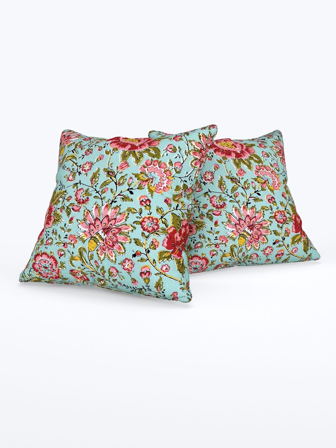 Texstylers Red Set of 2 Floral Square Cushion Covers-picture-49