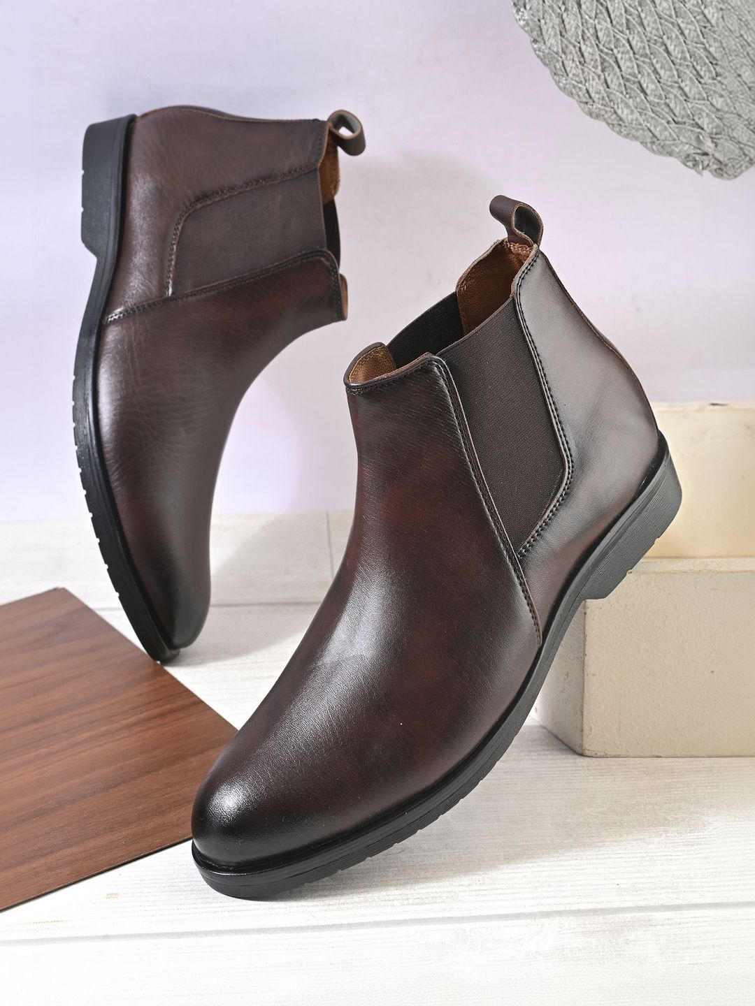 Provogue Men Leather Formal Slip On Shoes-image-33